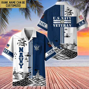Premium Custom US Navy Veteran Hawaii Shirt With Pocket, Gifts For Veterans Day, Father's Day, Gifts for Navy Veteran VPVC401002