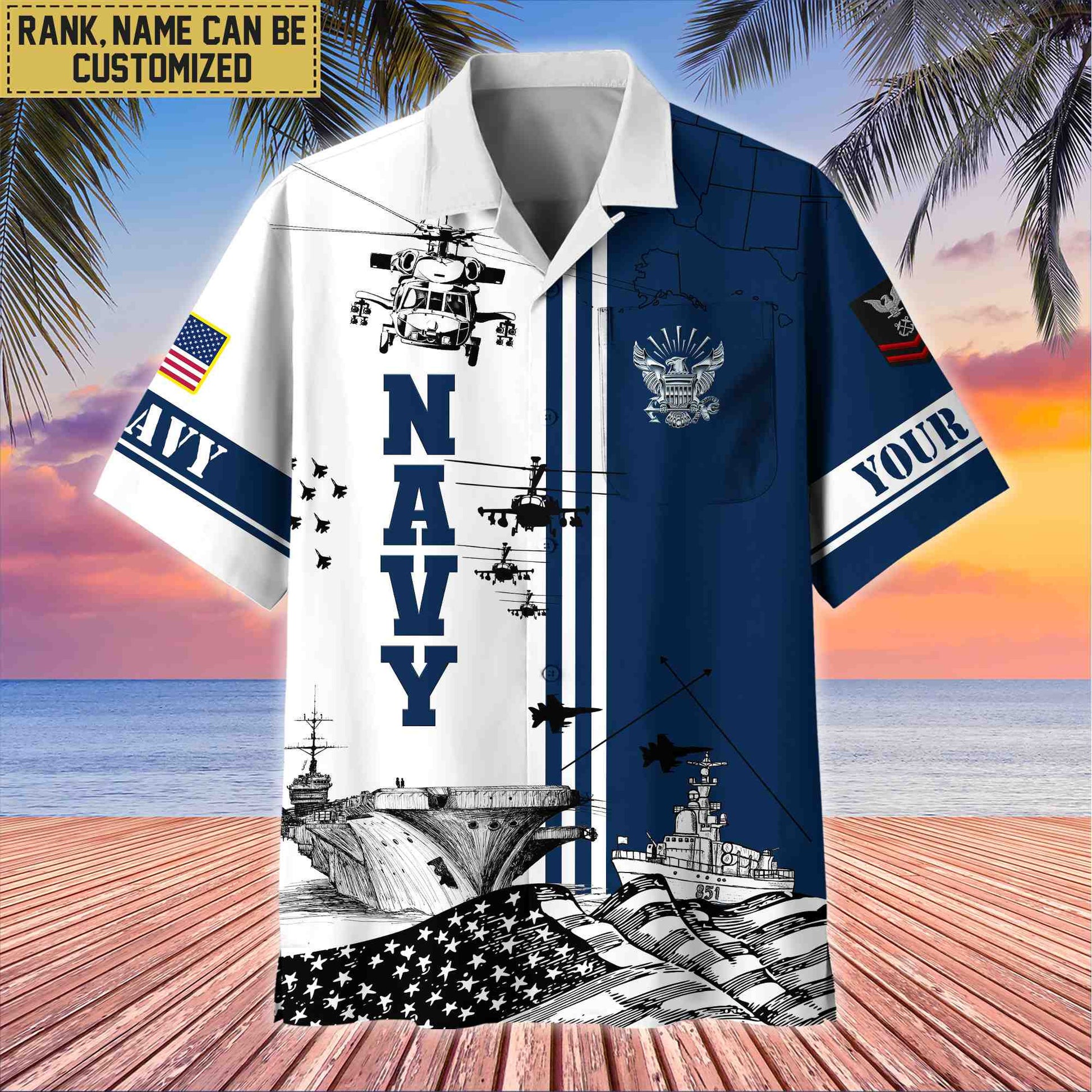 Premium Custom US Navy Veteran Hawaii Shirt With Pocket, Gifts For Veterans Day, Father's Day, Gifts for Navy Veteran VPVC401002