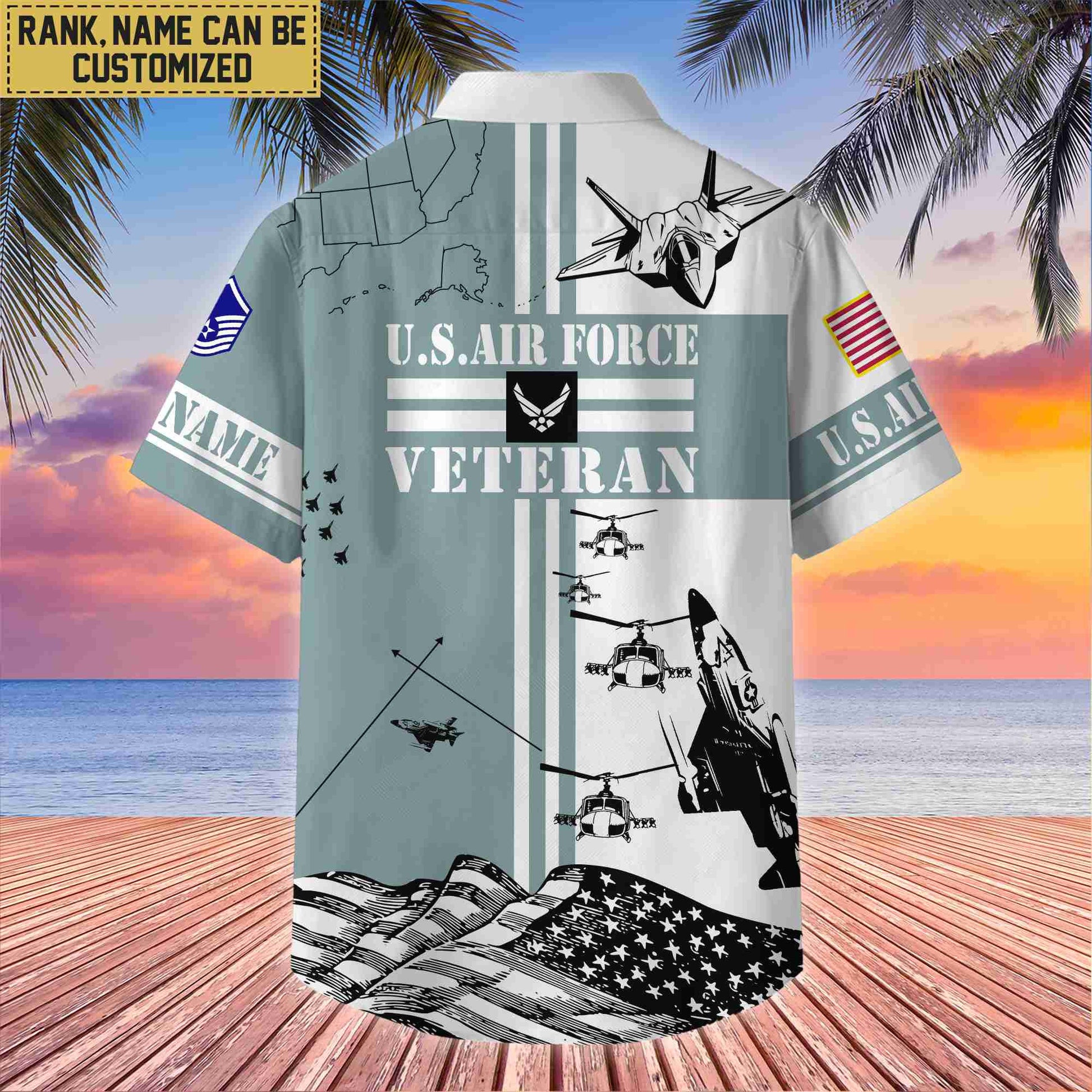 Premium Custom USAF Veteran Hawaii Shirt With Pocket, Gifts For Veterans Day, Father's Day, Gifts for Air Force Veteran VPVC401004
