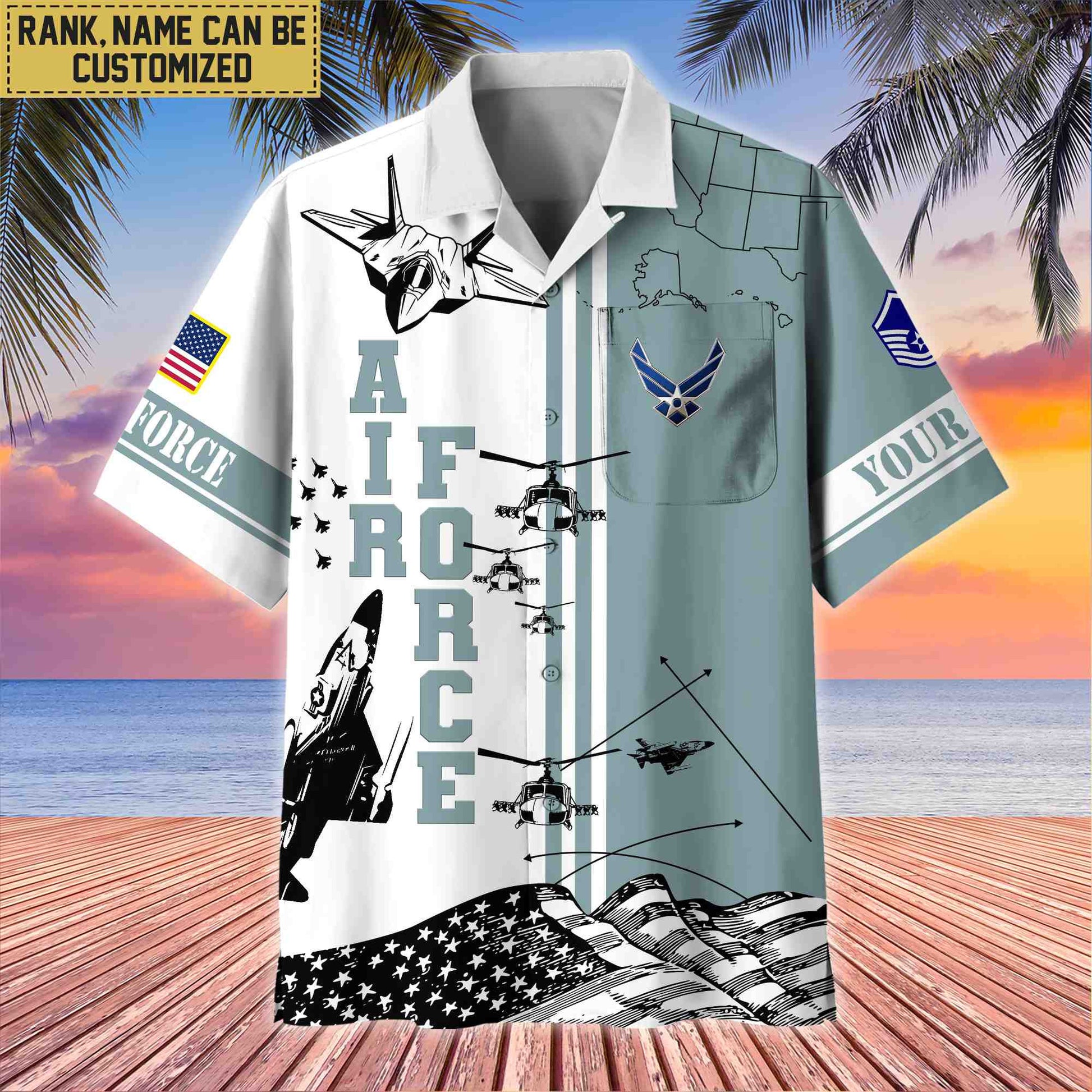 Premium Custom USAF Veteran Hawaii Shirt With Pocket, Gifts For Veterans Day, Father's Day, Gifts for Air Force Veteran VPVC401004