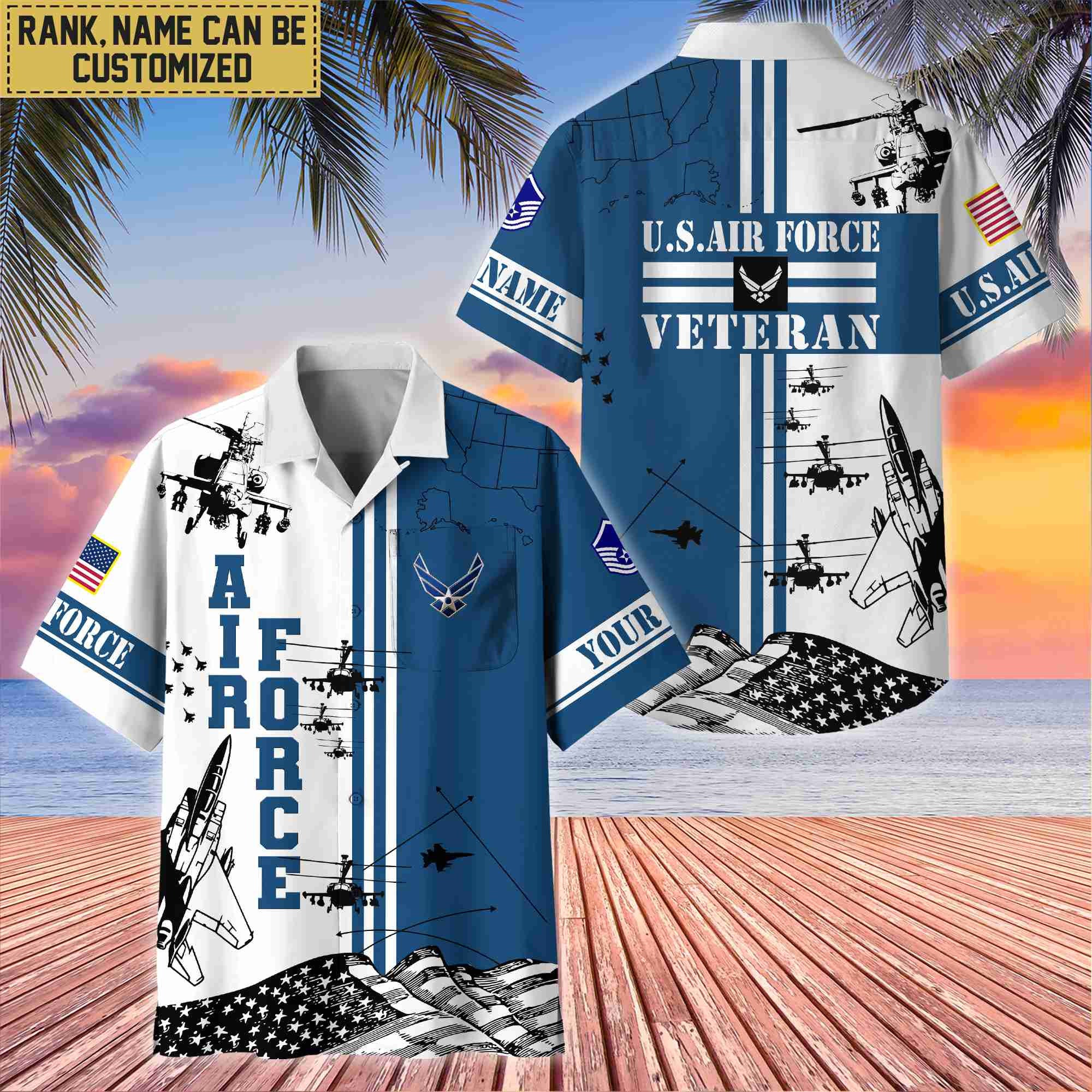 Premium Custom USAF Veteran Hawaii Shirt With Pocket, Gifts For Veterans Day, Father's Day, Gifts for Air Force Veteran VPVC401004