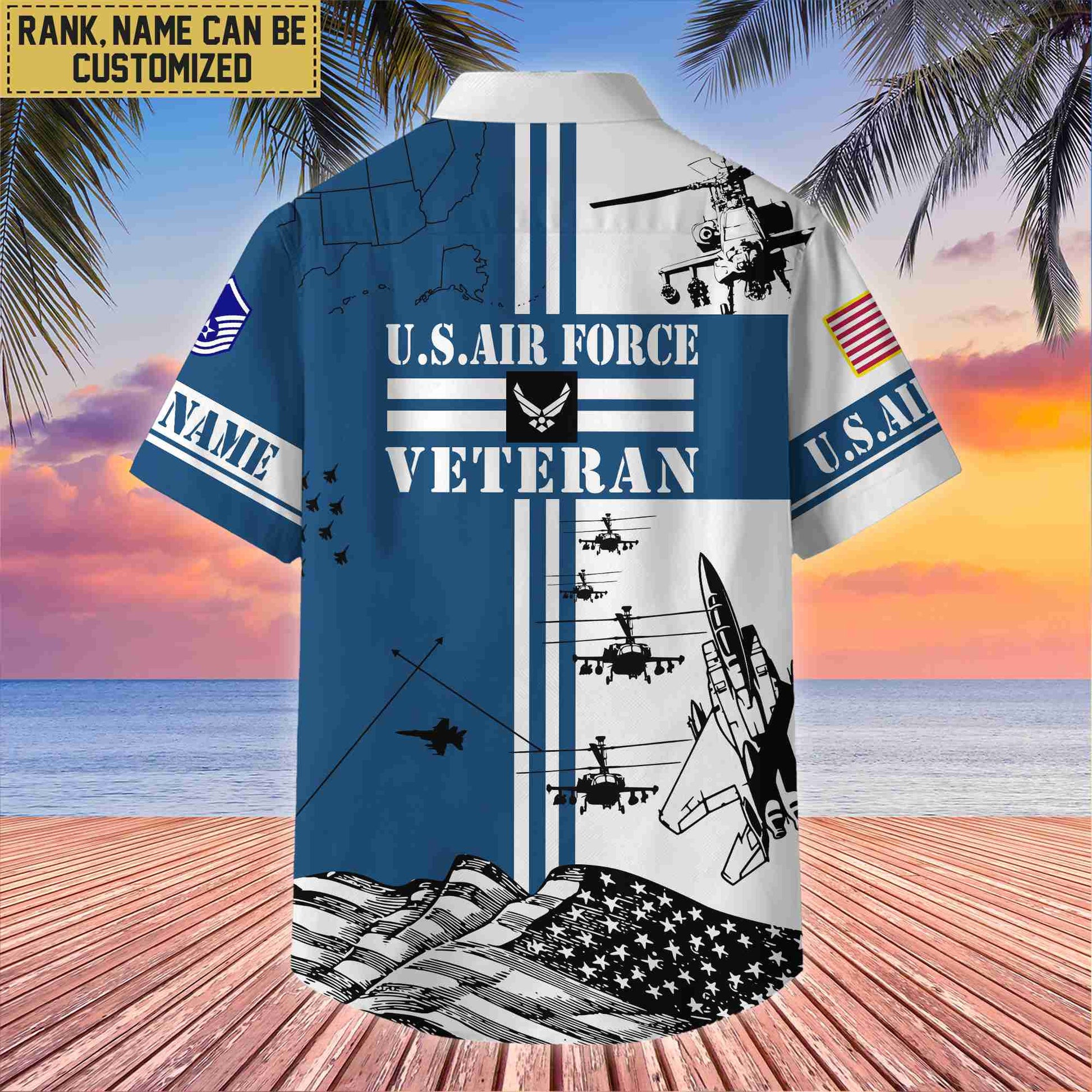 Premium Custom USAF Veteran Hawaii Shirt With Pocket, Gifts For Veterans Day, Father's Day, Gifts for Air Force Veteran VPVC401004