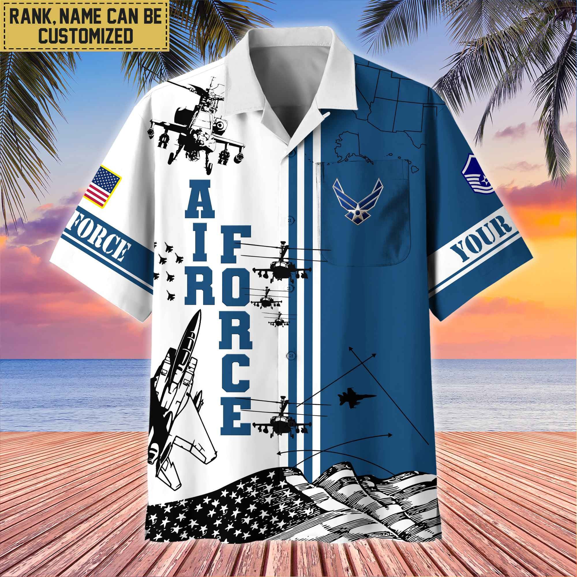 Premium Custom USAF Veteran Hawaii Shirt With Pocket, Gifts For Veterans Day, Father's Day, Gifts for Air Force Veteran VPVC401004