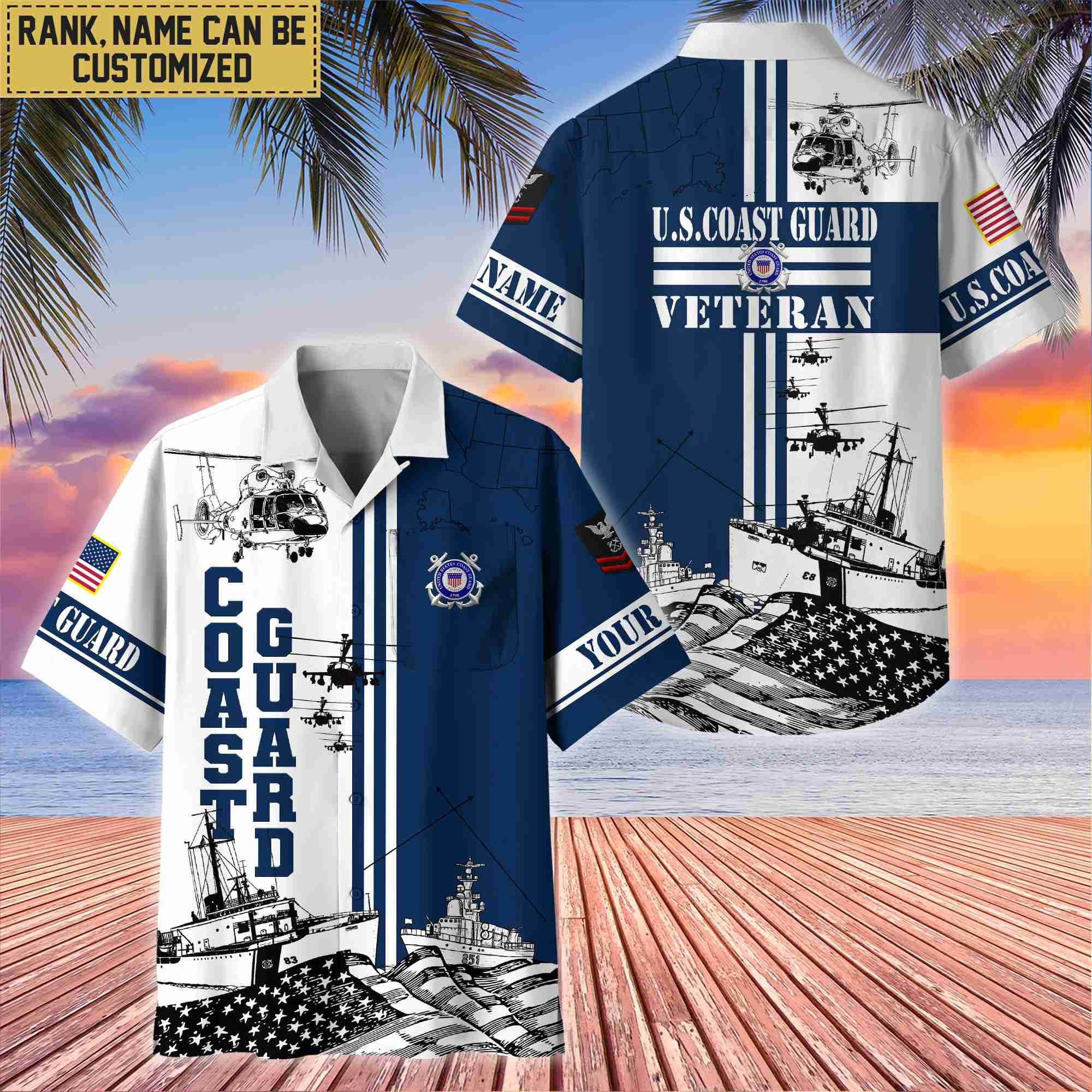 Premium Custom USCG Veteran Hawaii Shirt With Pocket, Gifts For Veterans Day, Father's Day, Gifts for Coast Guard Veteran VPVC401005