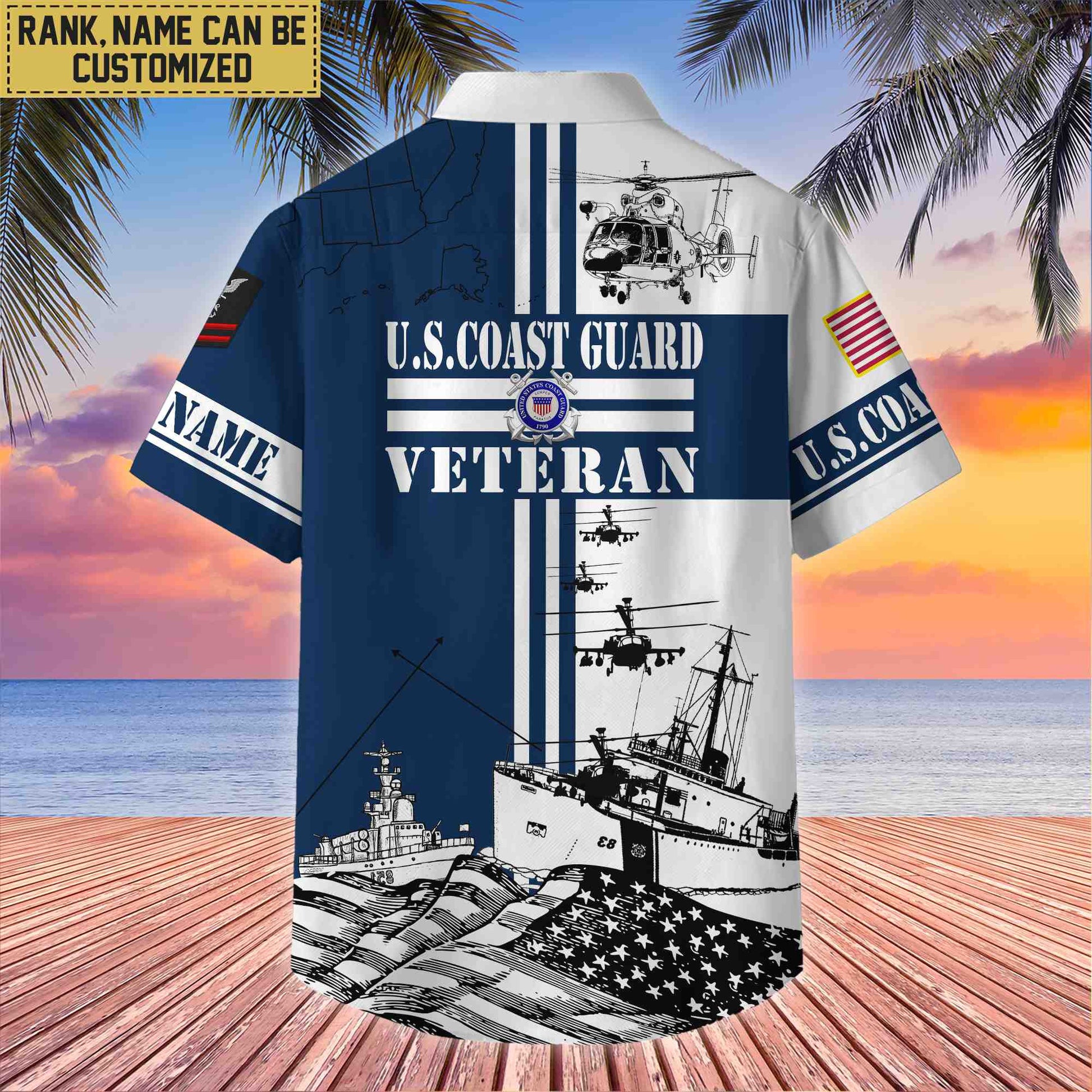Premium Custom USCG Veteran Hawaii Shirt With Pocket, Gifts For Veterans Day, Father's Day, Gifts for Coast Guard Veteran VPVC401005