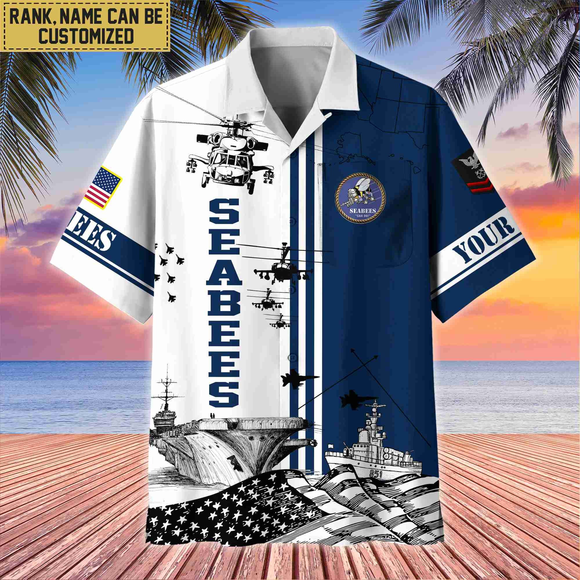 Premium Custom US Seabees Veteran Hawaii Shirt With Pocket, Gifts For Veterans Day, Father's Day, Gifts for Seabees Veteran VPVC401007