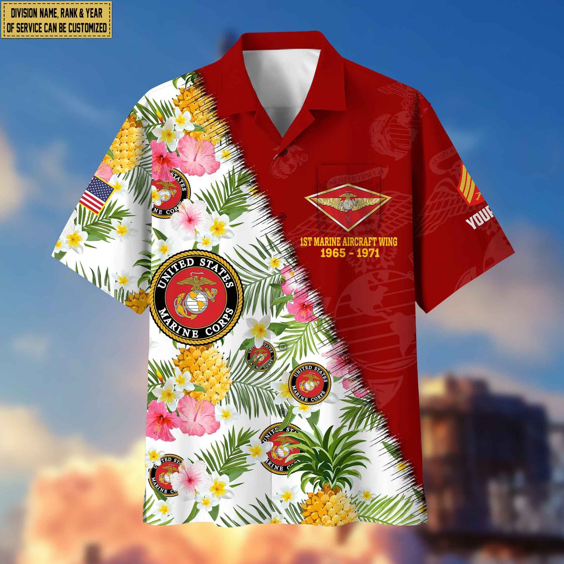 Premium Custom Rank, Name, Unit, USMC Hawaii Shirt With Pocket, Gifts For Dad, For Husband Marine Veteran VPVC400003