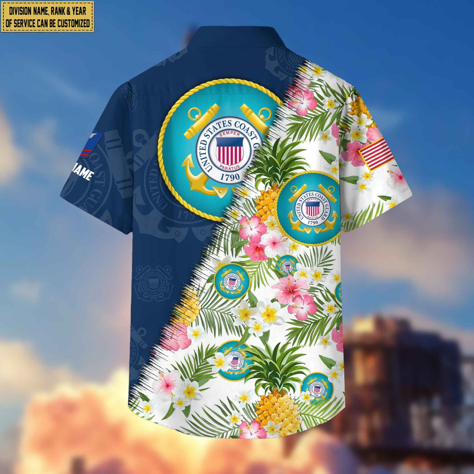 Premium Custom Rank, Name, Unit, USCG Hawaii Shirt With Pocket, Gifts For Dad, For Husband Coast Guard Veteran VPVC400005