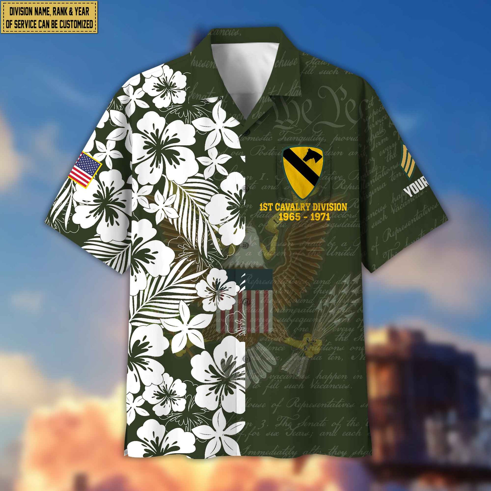 Premium Custom Rank, Name, Unit, US Army Hawaii Shirt With Pocket, Gifts For Dad, For Husband Army Veteran VPVC400101