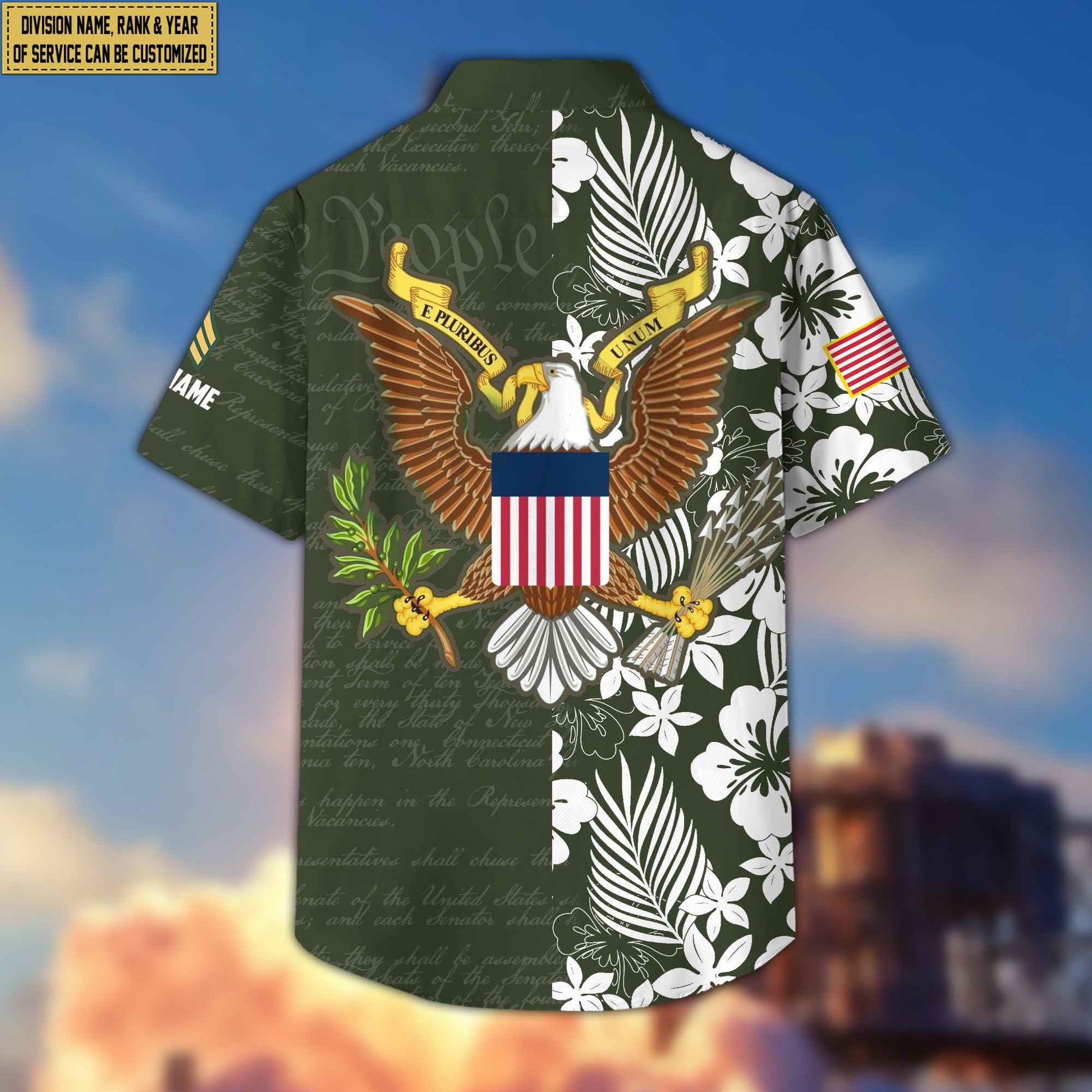 Premium Custom Rank, Name, Unit, US Army Hawaii Shirt With Pocket, Gifts For Dad, For Husband Army Veteran VPVC400101