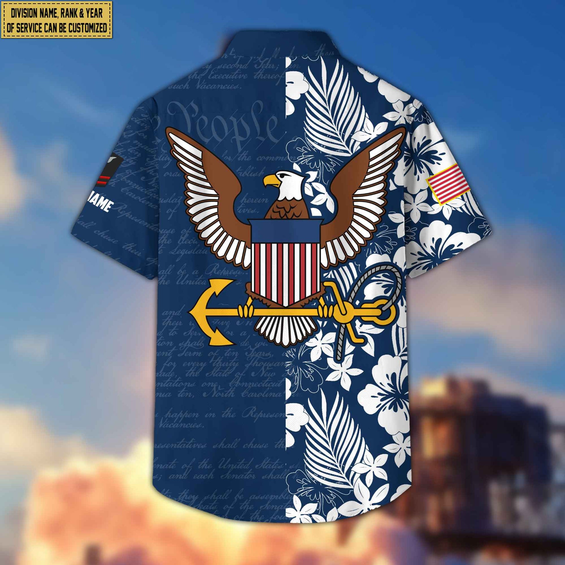 Premium Custom Rank, Name, Unit, US Navy Hawaii Shirt With Pocket, Gifts For Dad, For Husband Navy Veteran VPVC400102
