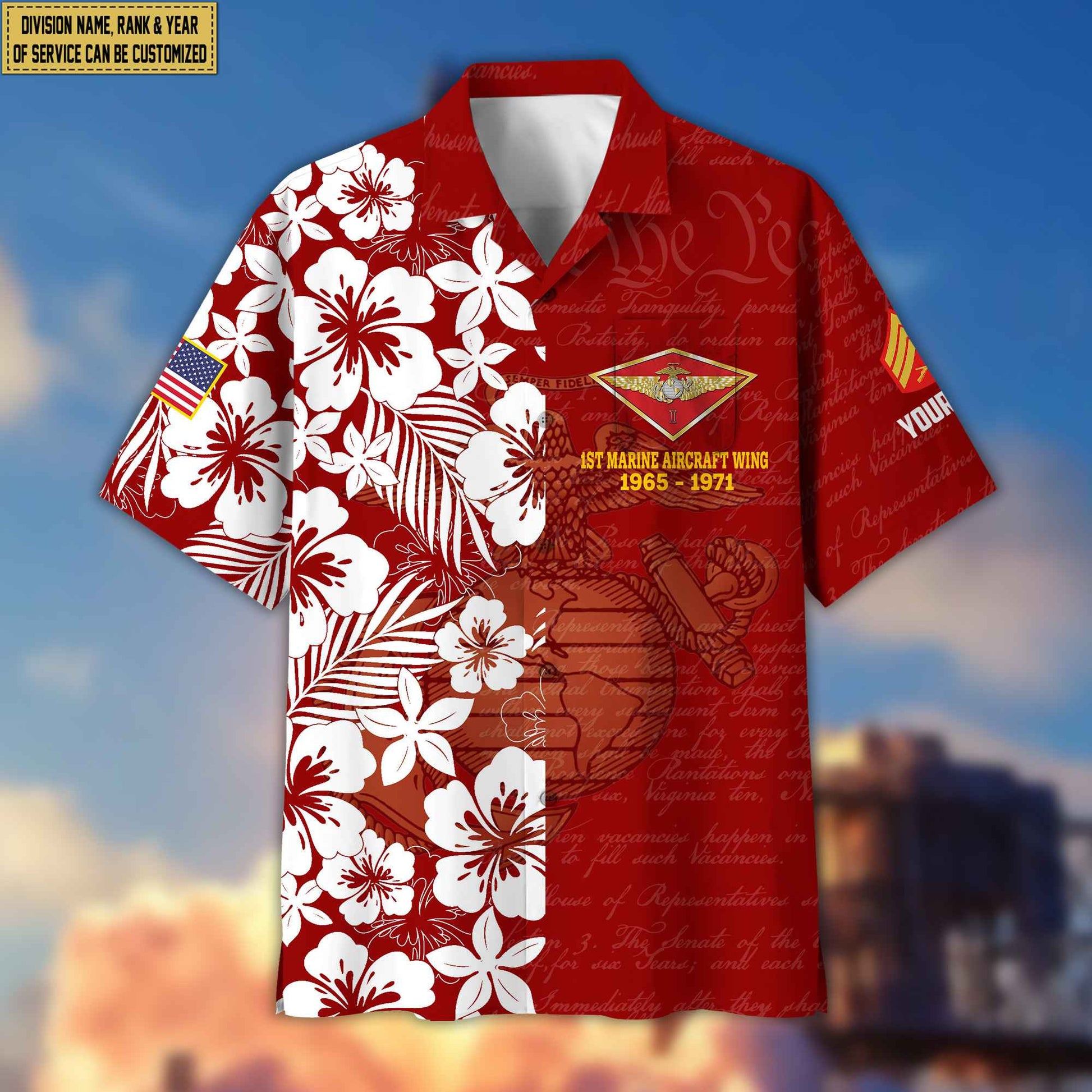 Premium Custom Rank, Name, Unit, USMC Hawaii Shirt With Pocket, Gifts For Dad, For Husband Marine Veteran VPVC400103