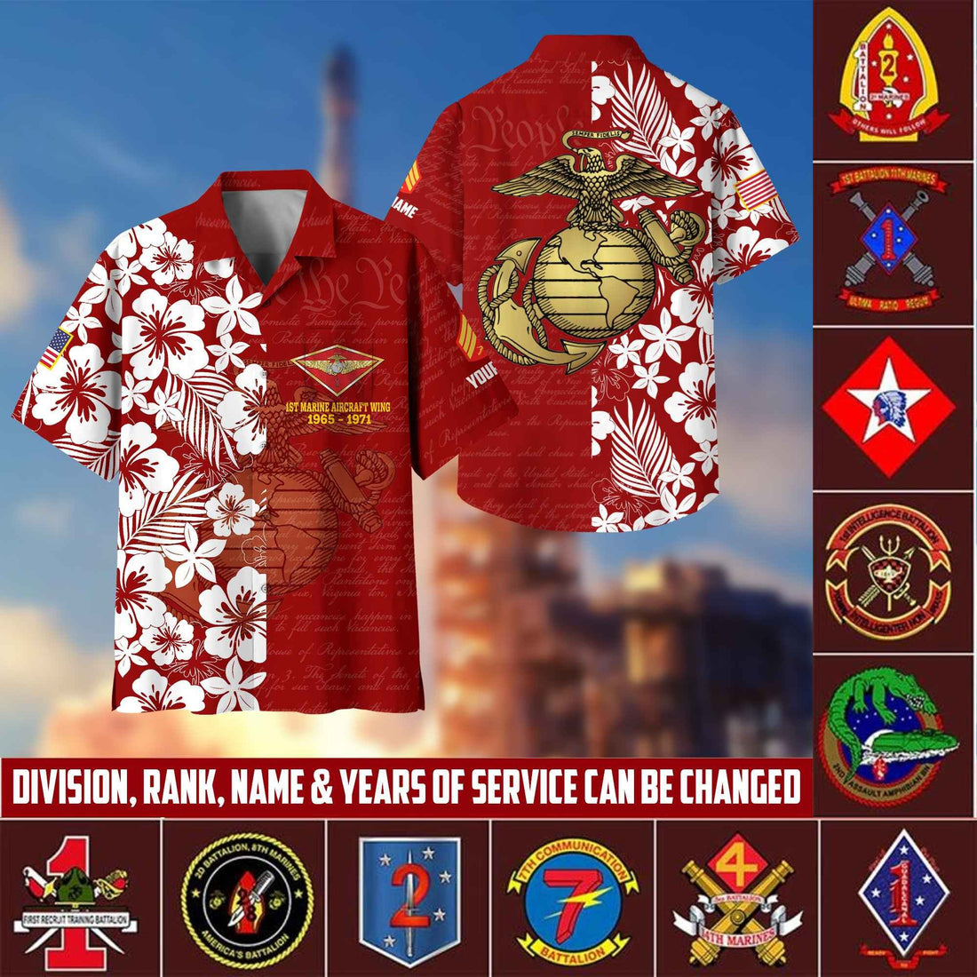 Premium Custom Rank, Name, Unit, USMC Hawaii Shirt With Pocket, Gifts For Dad, For Husband Marine Veteran VPVC400103