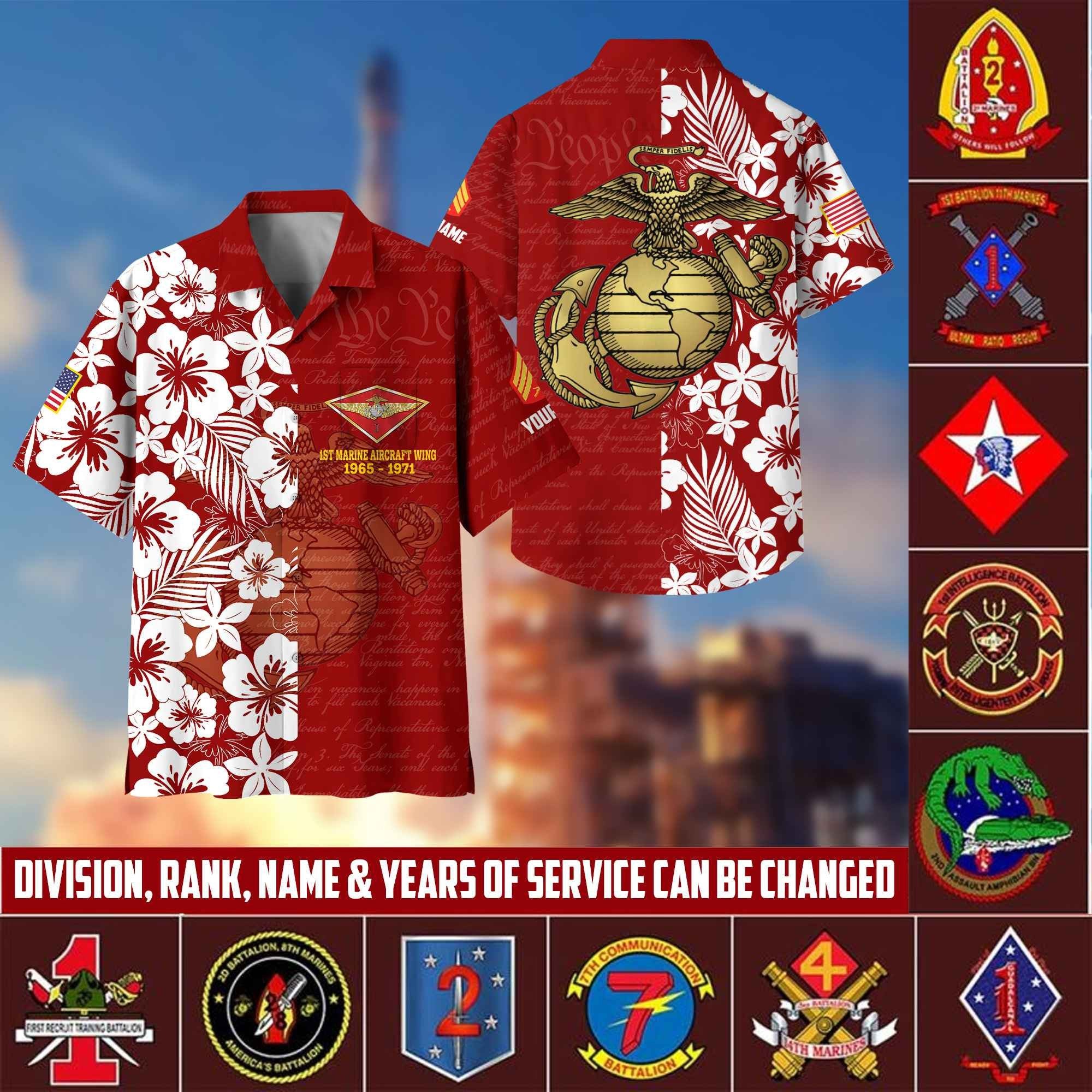 Premium Custom Rank, Name, Unit, USMC Hawaii Shirt With Pocket, Gifts For Dad, For Husband Marine Veteran VPVC400103