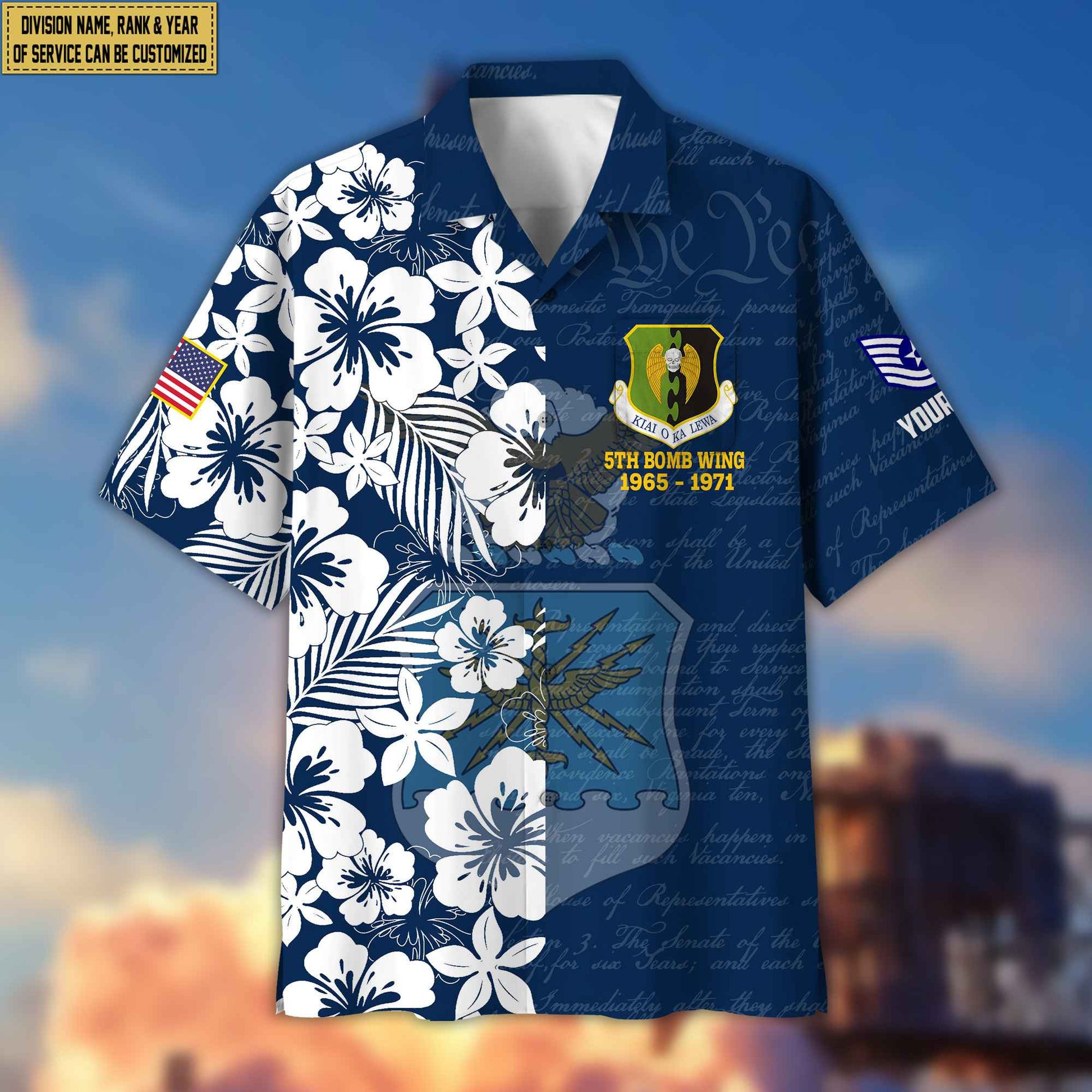 Premium Custom Rank, Name, Unit, USAF Hawaii Shirt With Pocket, Gifts For Dad, For Husband Air Force Veteran VPVC400104