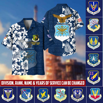 Premium Custom Rank, Name, Unit, USAF Hawaii Shirt With Pocket, Gifts For Dad, For Husband Air Force Veteran VPVC400104