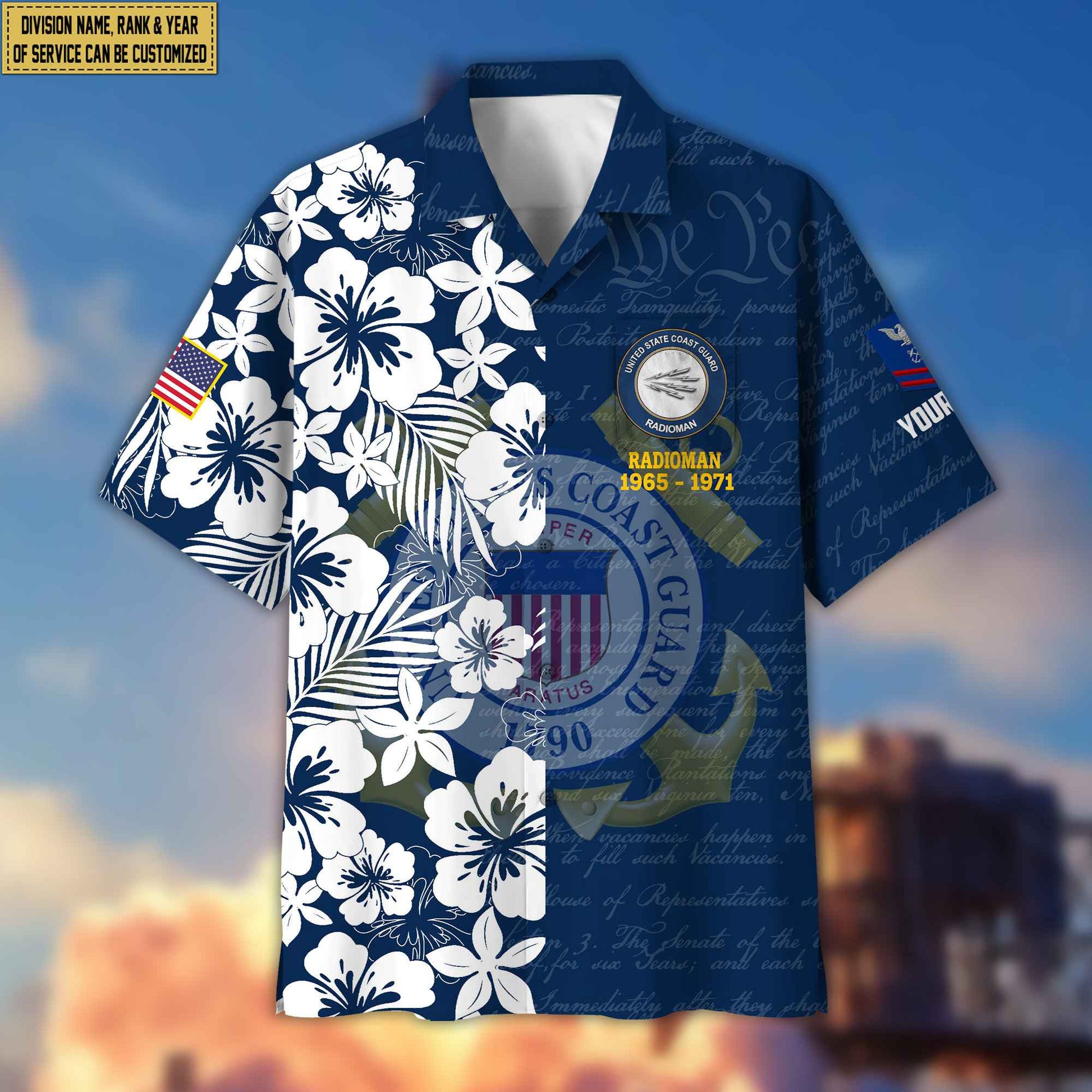 Premium Custom Rank, Name, Unit, USCG Hawaii Shirt With Pocket, Gifts For Dad, For Husband Coast Guard Veteran VPVC400105