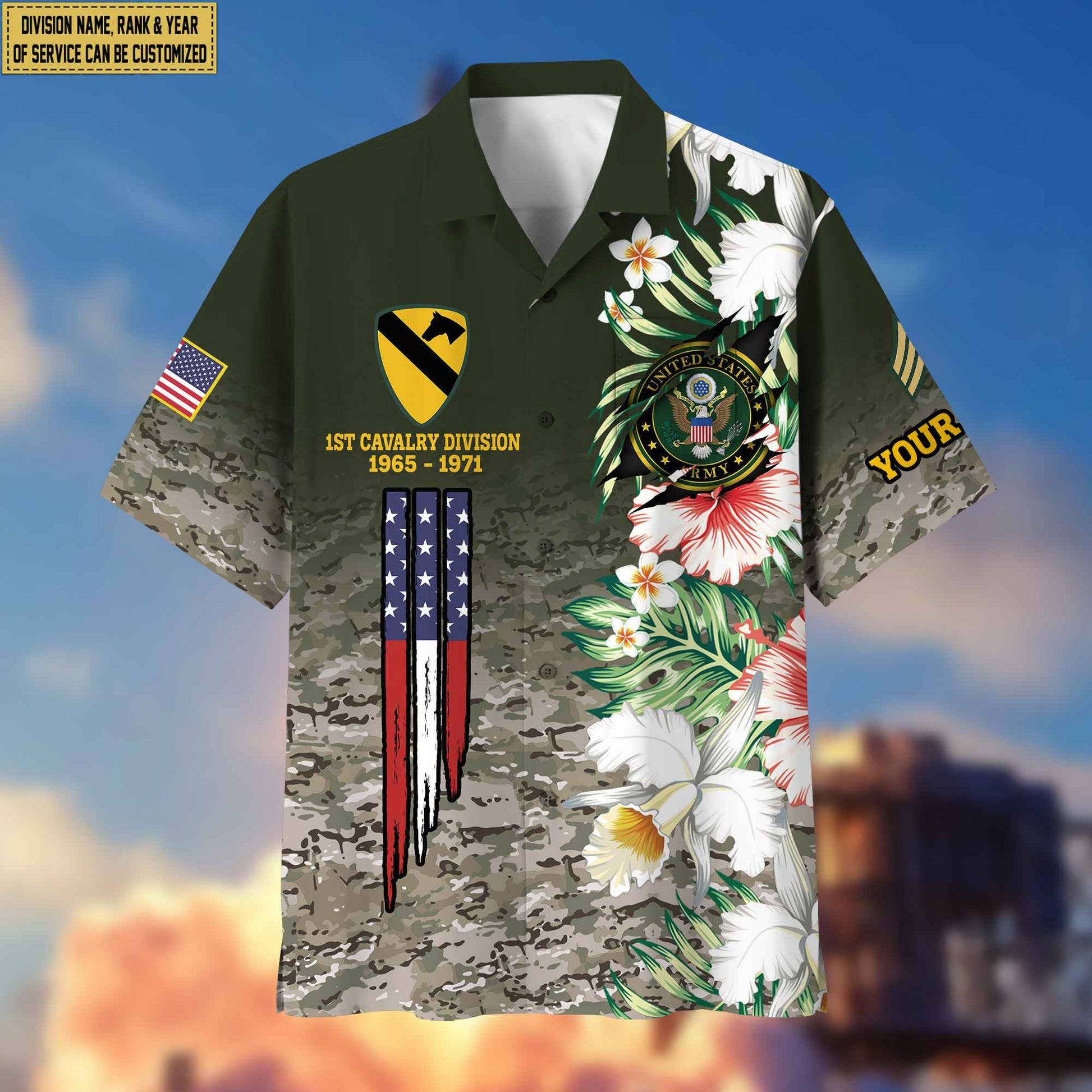US Army Hawaii Shirt With Pocket, Custom Rank, Name, Unit, Gifts For Army Veteran VPVC400201