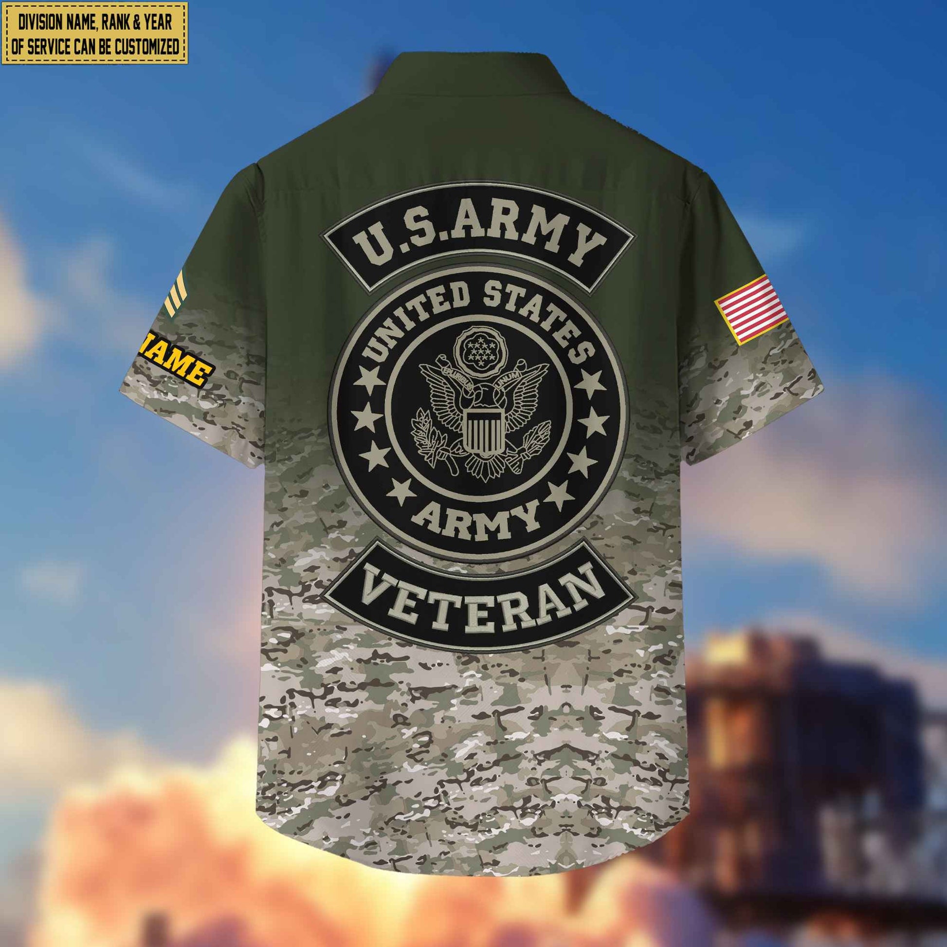 US Army Hawaii Shirt With Pocket, Custom Rank, Name, Unit, Gifts For Army Veteran VPVC400201
