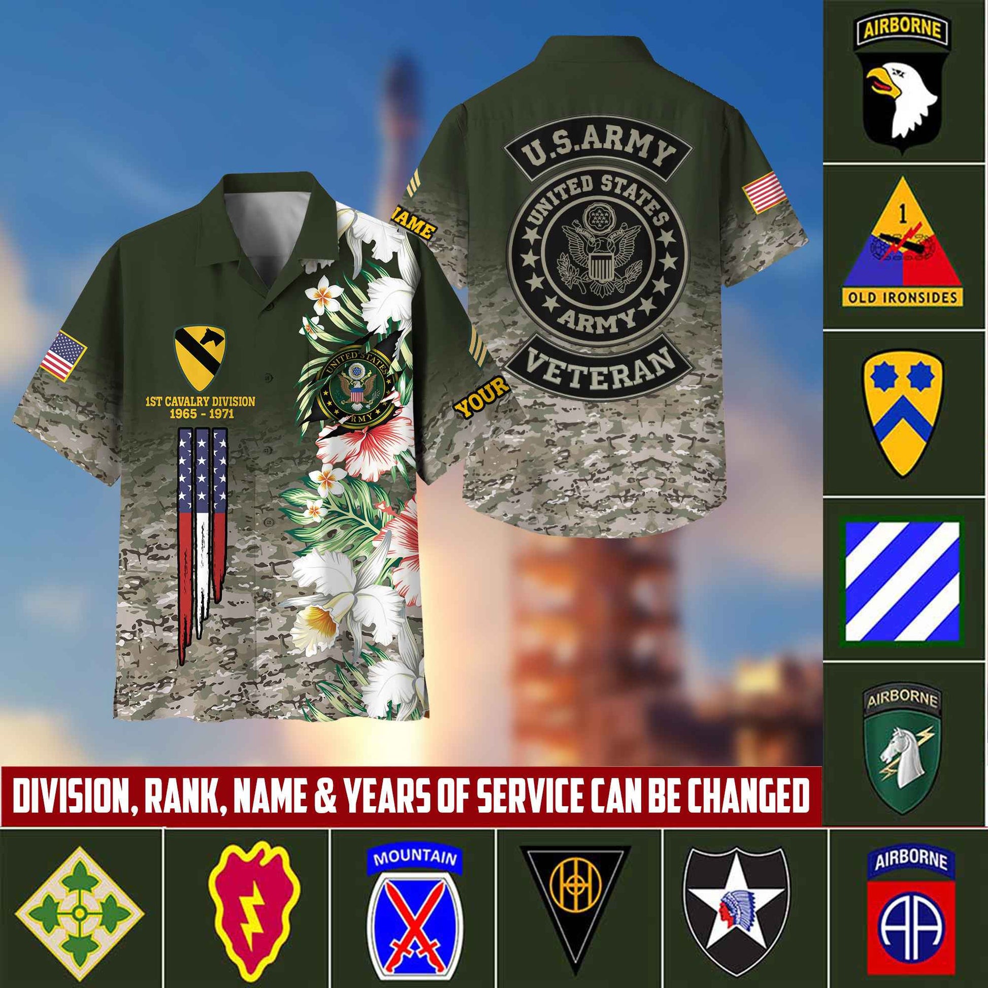 US Army Hawaii Shirt With Pocket, Custom Rank, Name, Unit, Gifts For Army Veteran VPVC400201