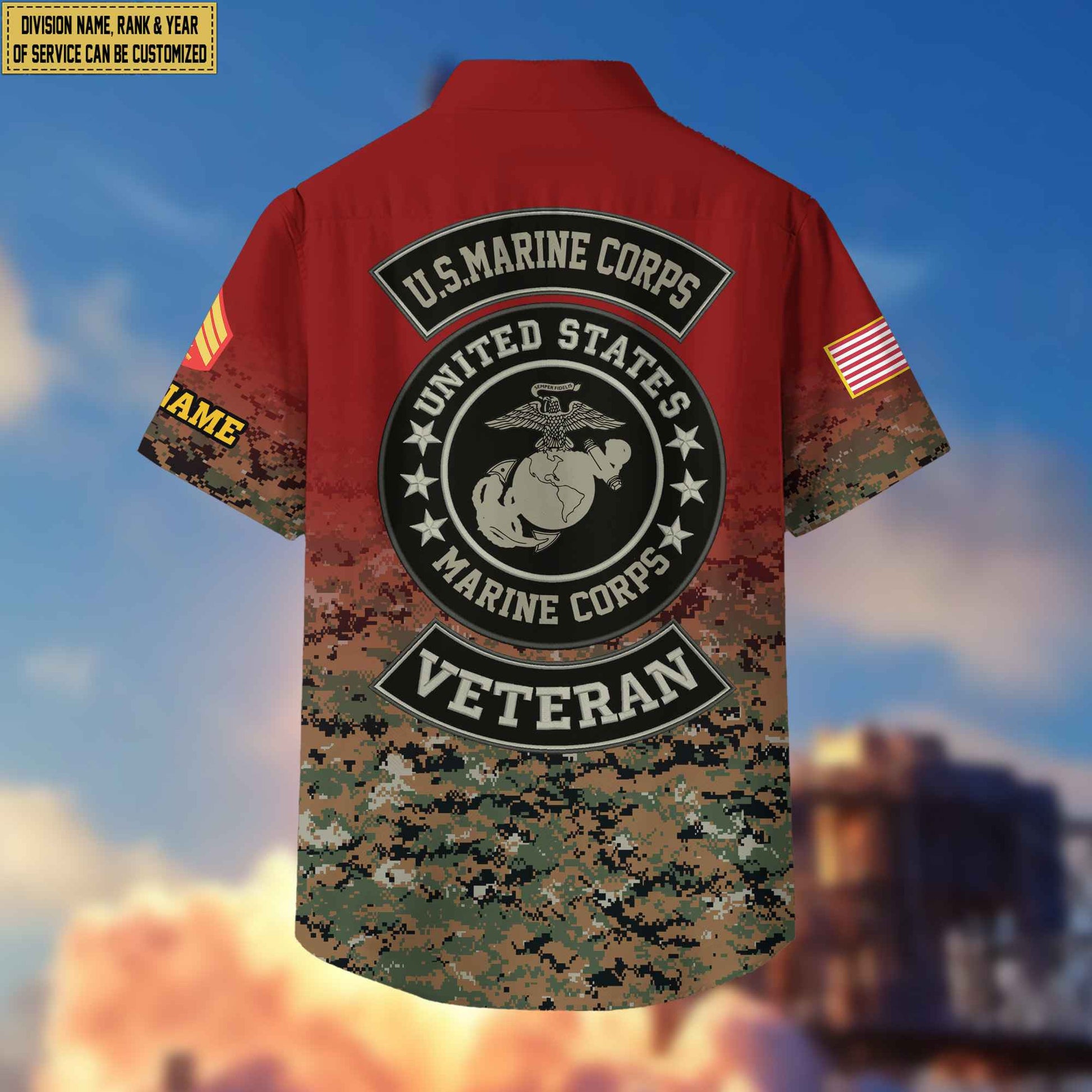 USMC Hawaii Shirt With Pocket, Custom Rank, Name, Unit, Gifts For Marine Veteran VPVC400203