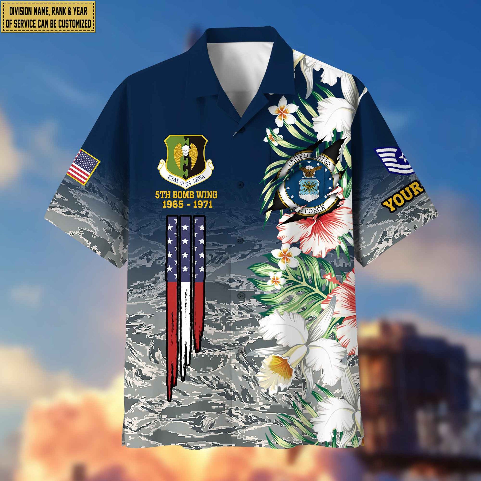 USAF Hawaii Shirt With Pocket, Custom Rank, Name, Unit, Gifts For Air Force Veteran VPVC400204
