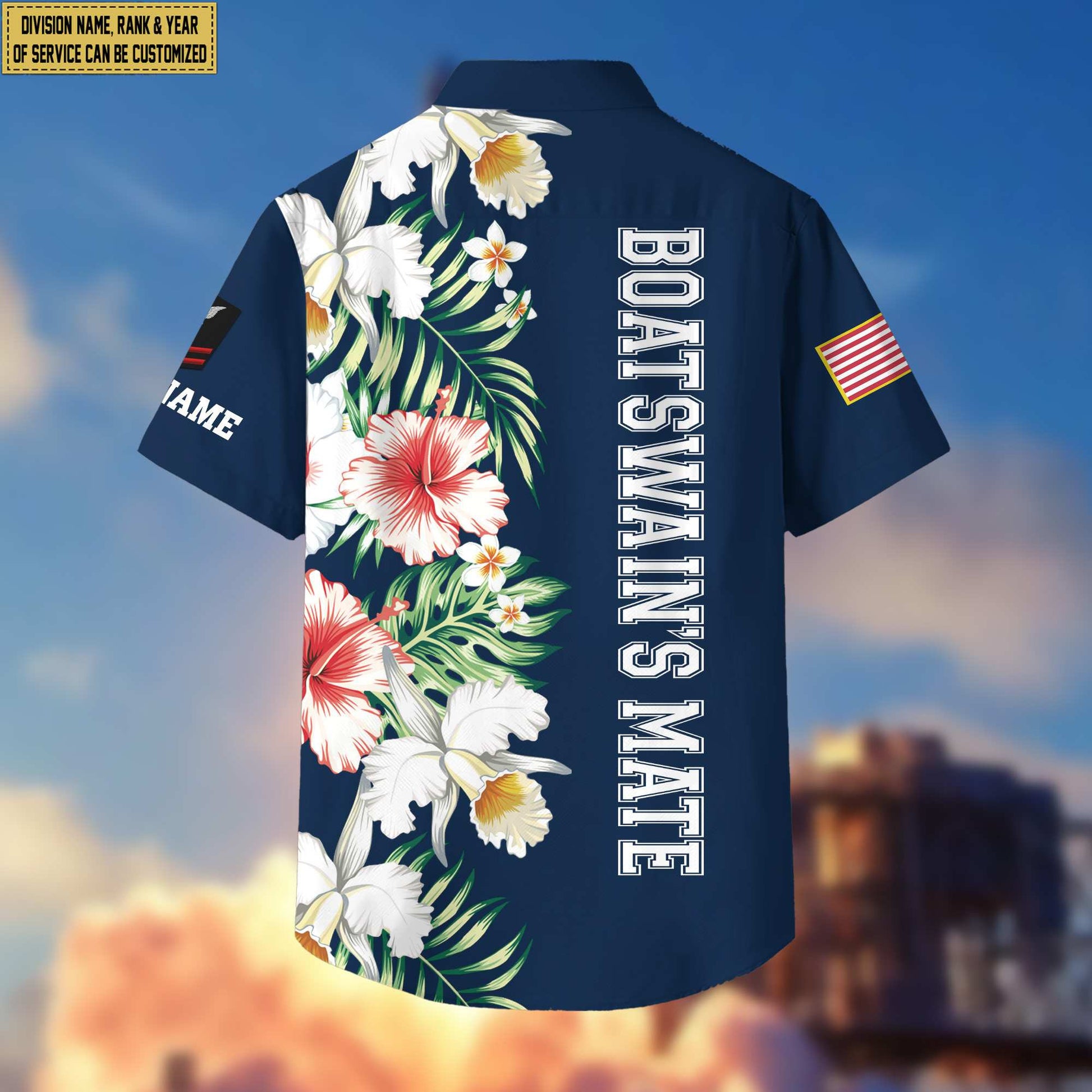 US Navy Hawaii Shirt With Pocket, Custom Rank, Name, Unit, Gifts For Navy Veteran VPVC401302