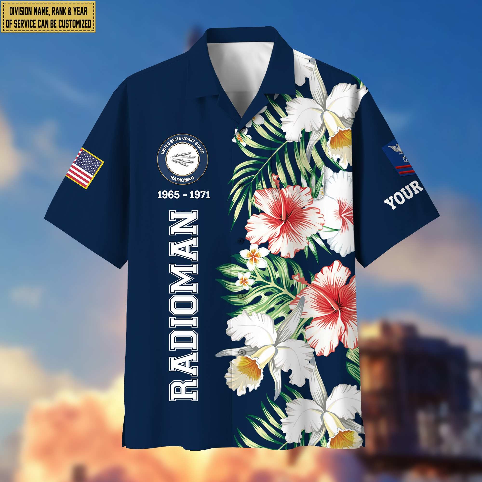 USCG Hawaii Shirt With Pocket, Custom Rank, Name, Unit, Gifts For Coast Guard Veteran VPVC401305