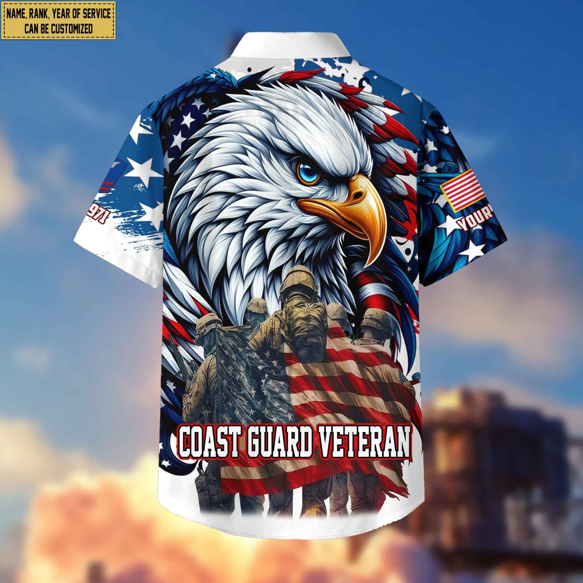 Premium USCG Hawaii Shirt With Pocket, Custom Name, Rank, Gifts For Coast Guard Veteran VPVC400305