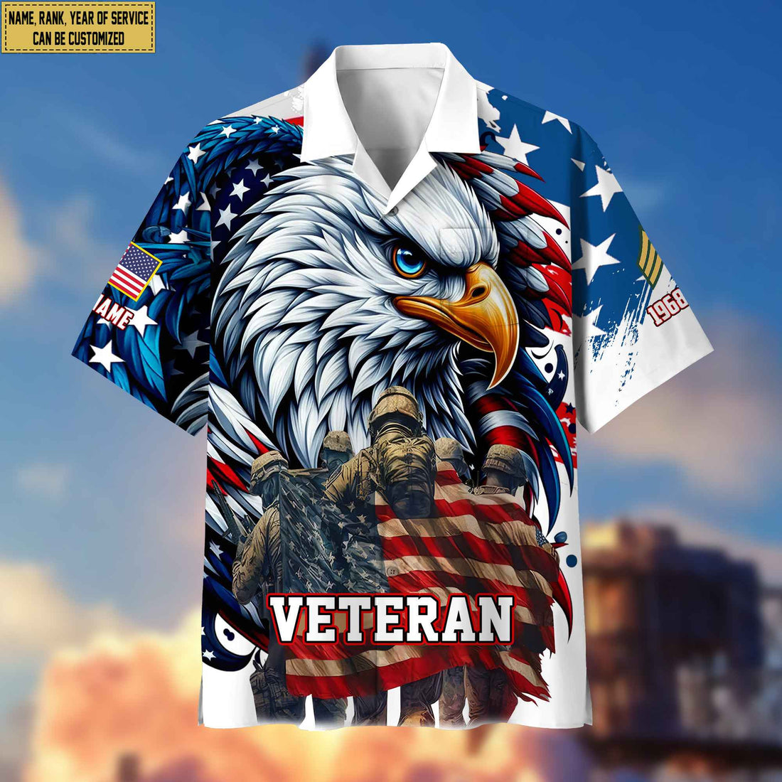 Premium US Veteran Hawaii Shirt With Pocket, Custom Name, Rank, Gifts For US Veteran VPVC400307