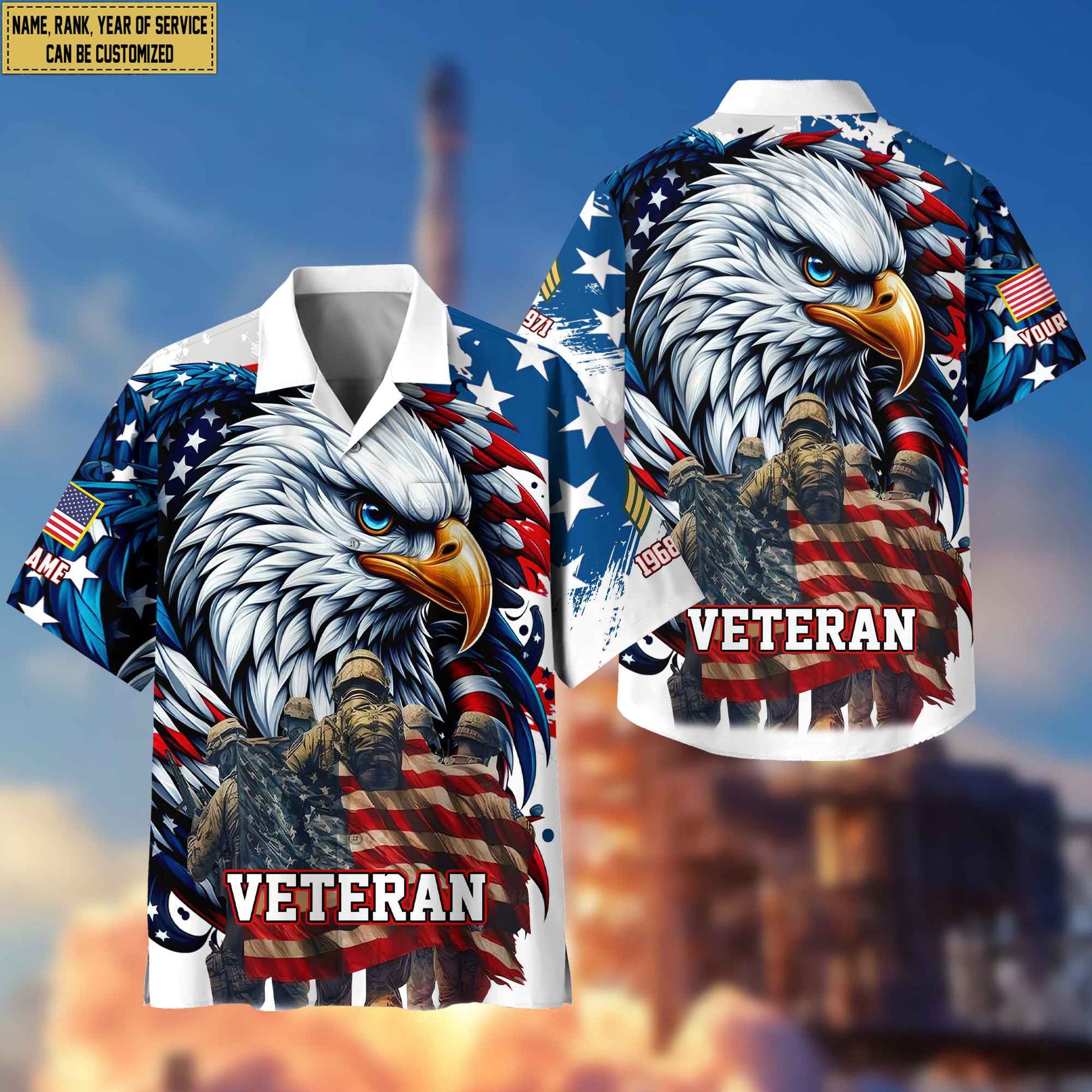 Premium US Veteran Hawaii Shirt With Pocket, Custom Name, Rank, Gifts For US Veteran VPVC400307