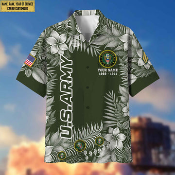 Premium US Army Hawaii Shirt With Pocket, Custom Name, Rank, Gifts For Army Veteran VPVC400401