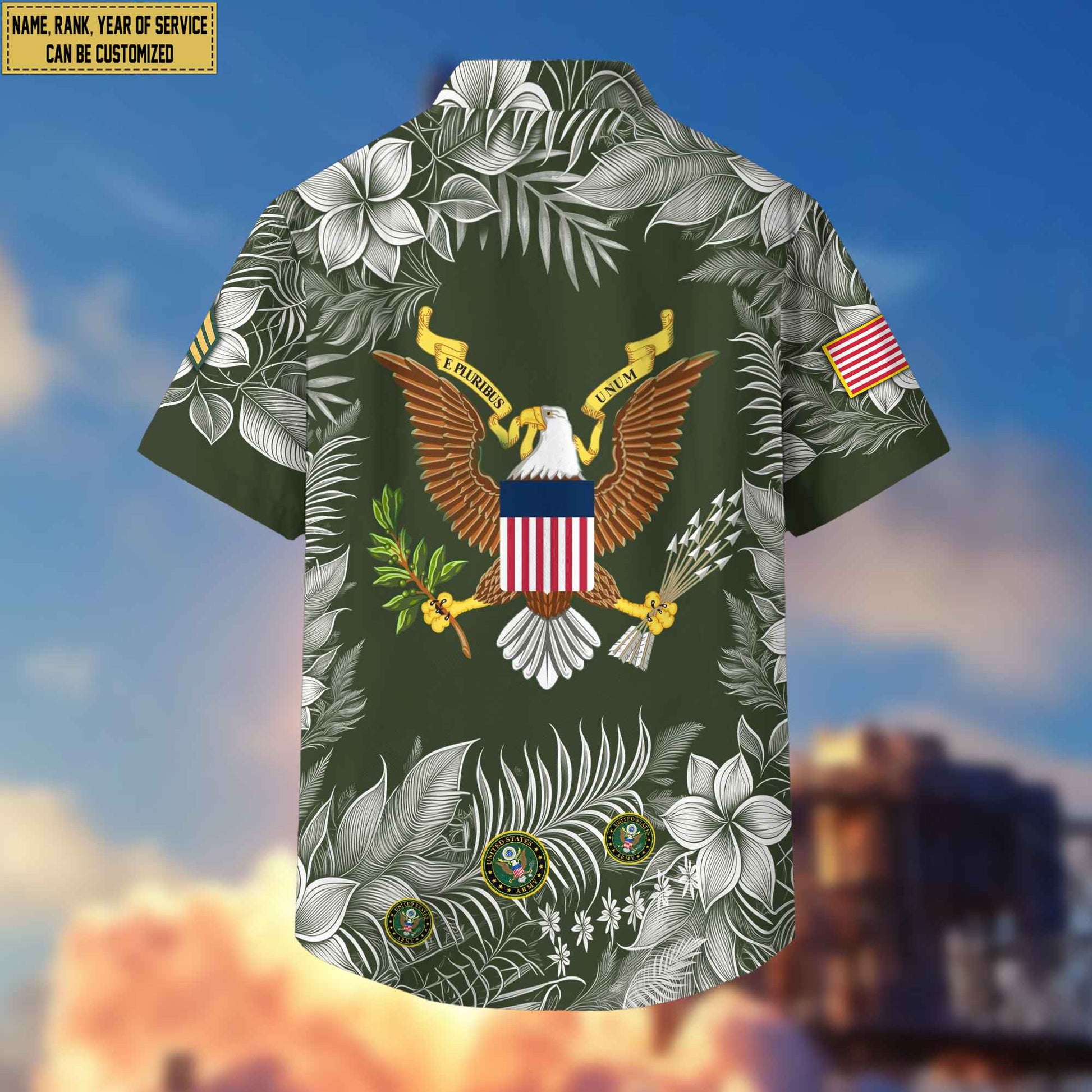 Premium US Army Hawaii Shirt With Pocket, Custom Name, Rank, Gifts For Army Veteran VPVC400401