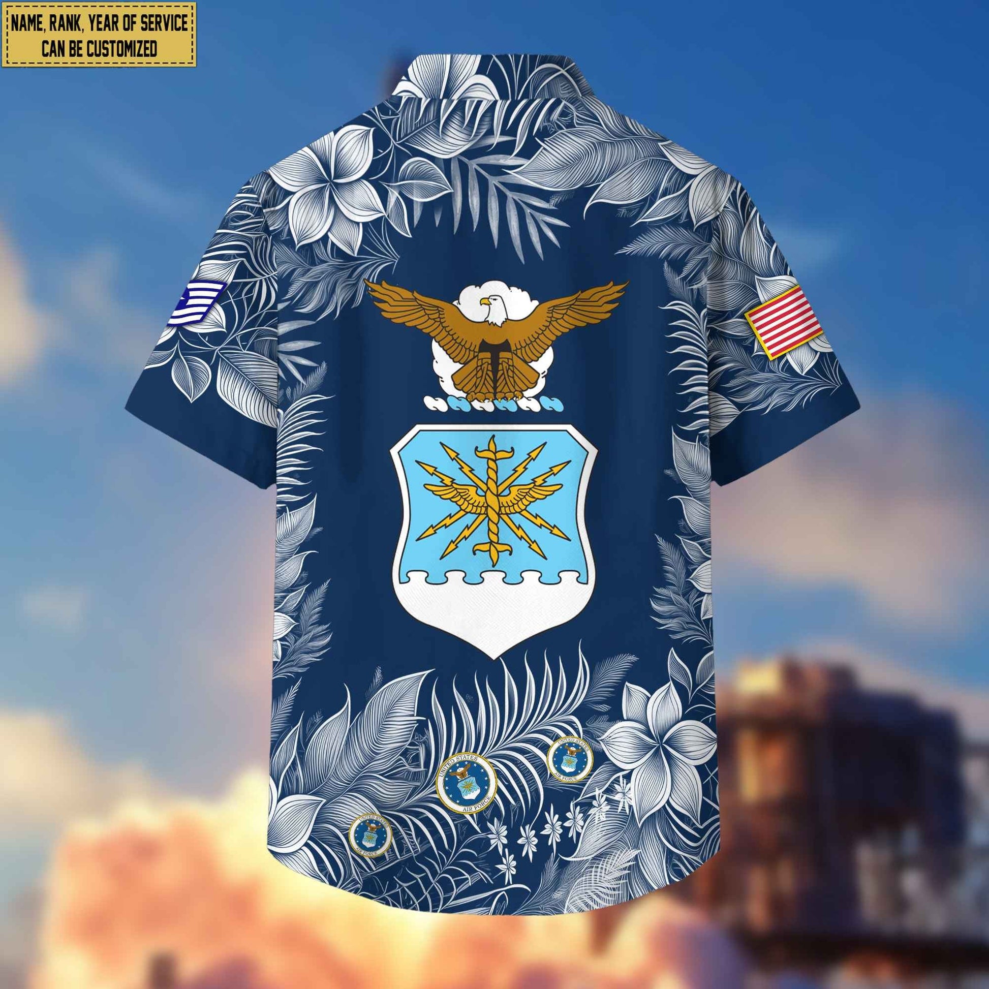 Premium USAF Hawaii Shirt With Pocket, Custom Name, Rank, Gifts For Air Force Veteran VPVC400404