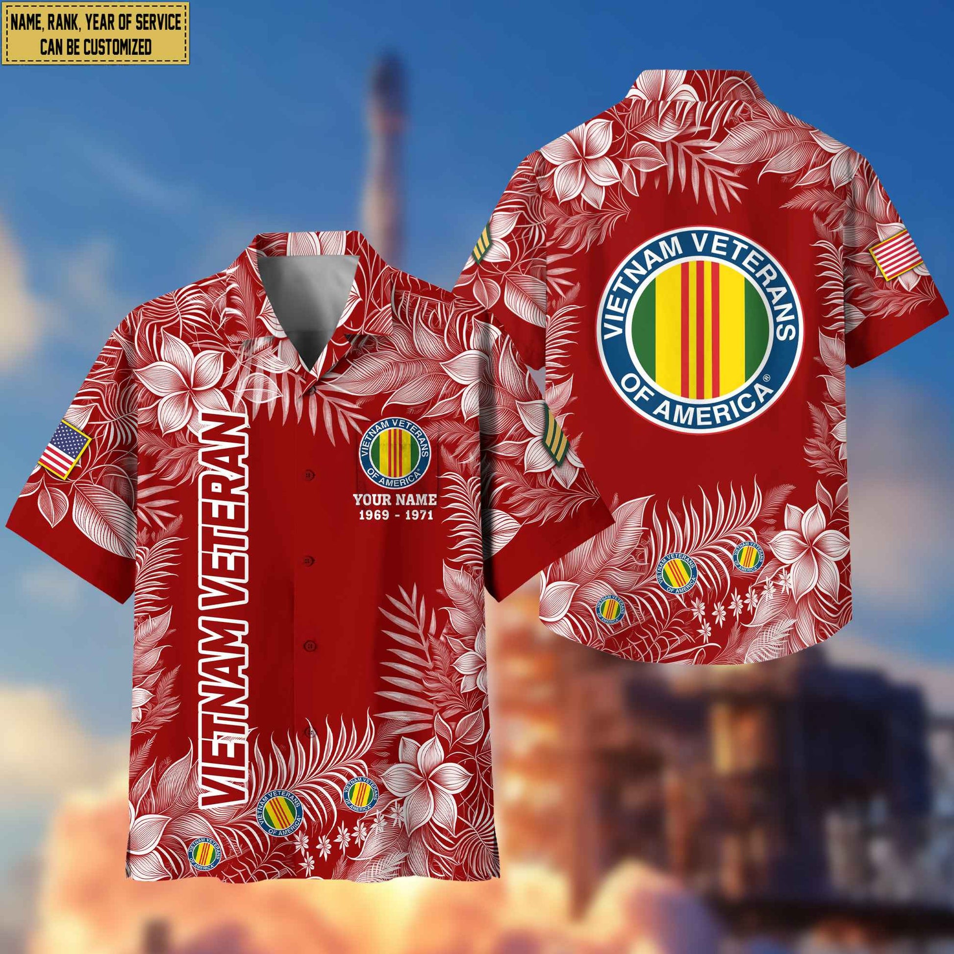 Premium Vietnam Veteran Hawaii Shirt With Pocket, Custom Name, Rank, Gifts For Vietnam Veteran VPVC400406