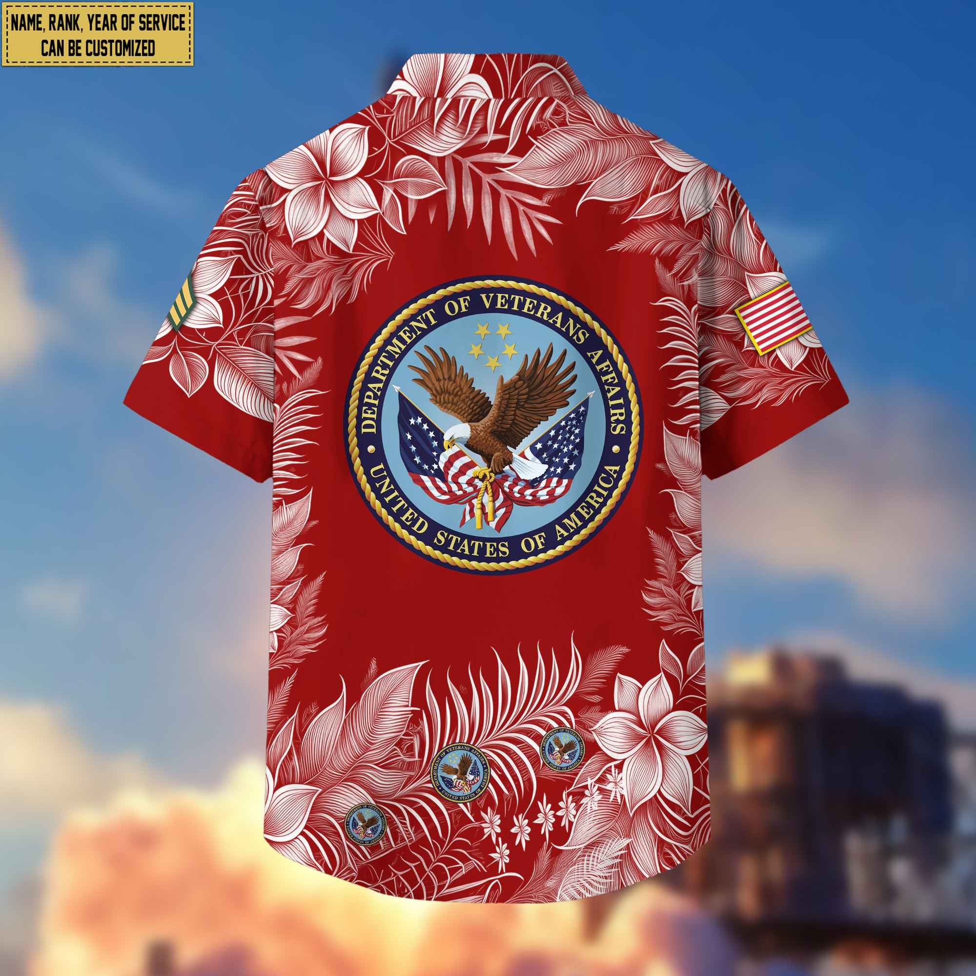 Premium US Veteran Hawaii Shirt With Pocket, Custom Name, Rank, Gifts For US Veteran VPVC400407