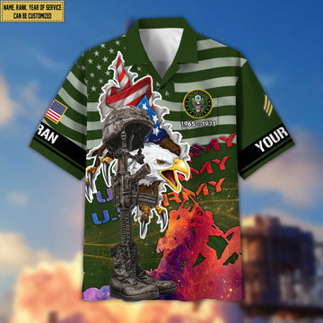 Premium Custom Name, Rank, US Army Veteran Hawaii Shirt With Pocket, Gifts For Army Veteran VPVC400501