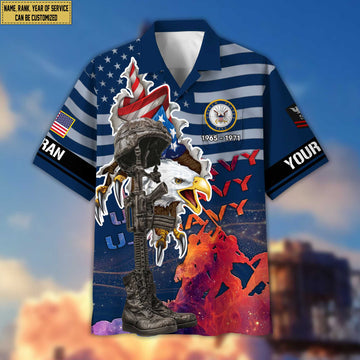 Premium Custom Name, Rank, US Navy Veteran Hawaii Shirt With Pocket, Gifts For Navy Veteran VPVC400502
