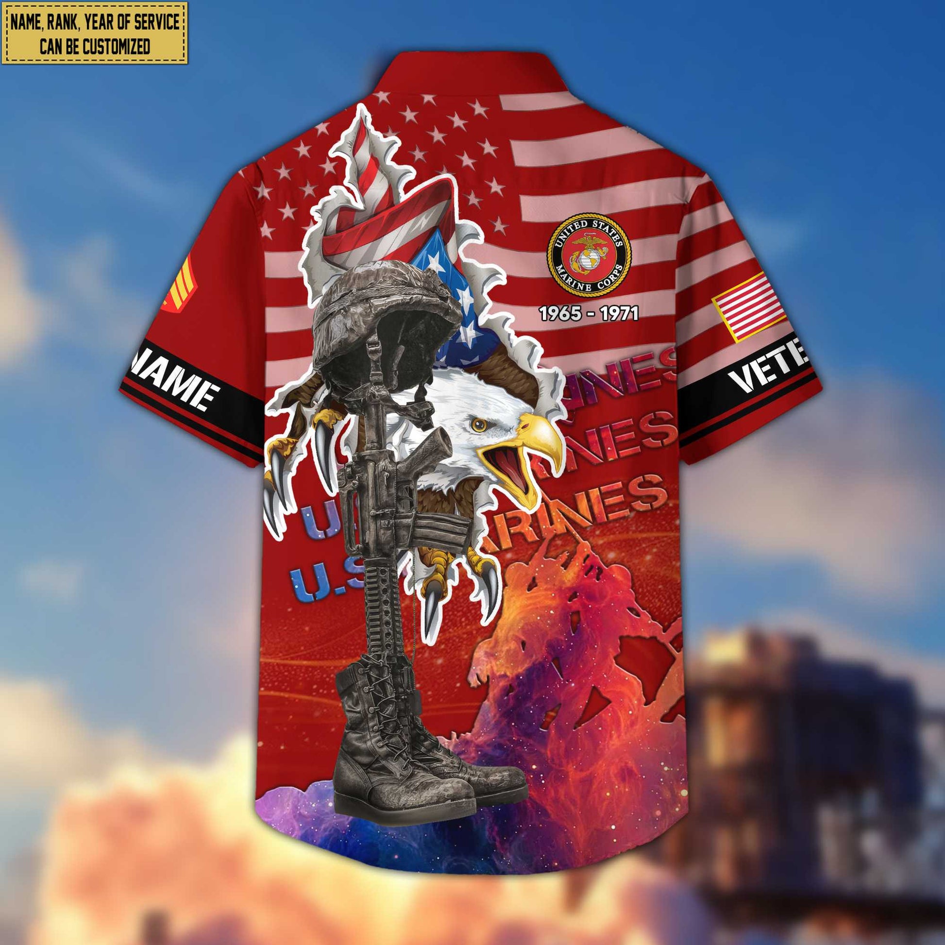 Premium Custom Name, Rank, USMC Veteran Hawaii Shirt With Pocket, Gifts For Marine Veteran VPVC400503