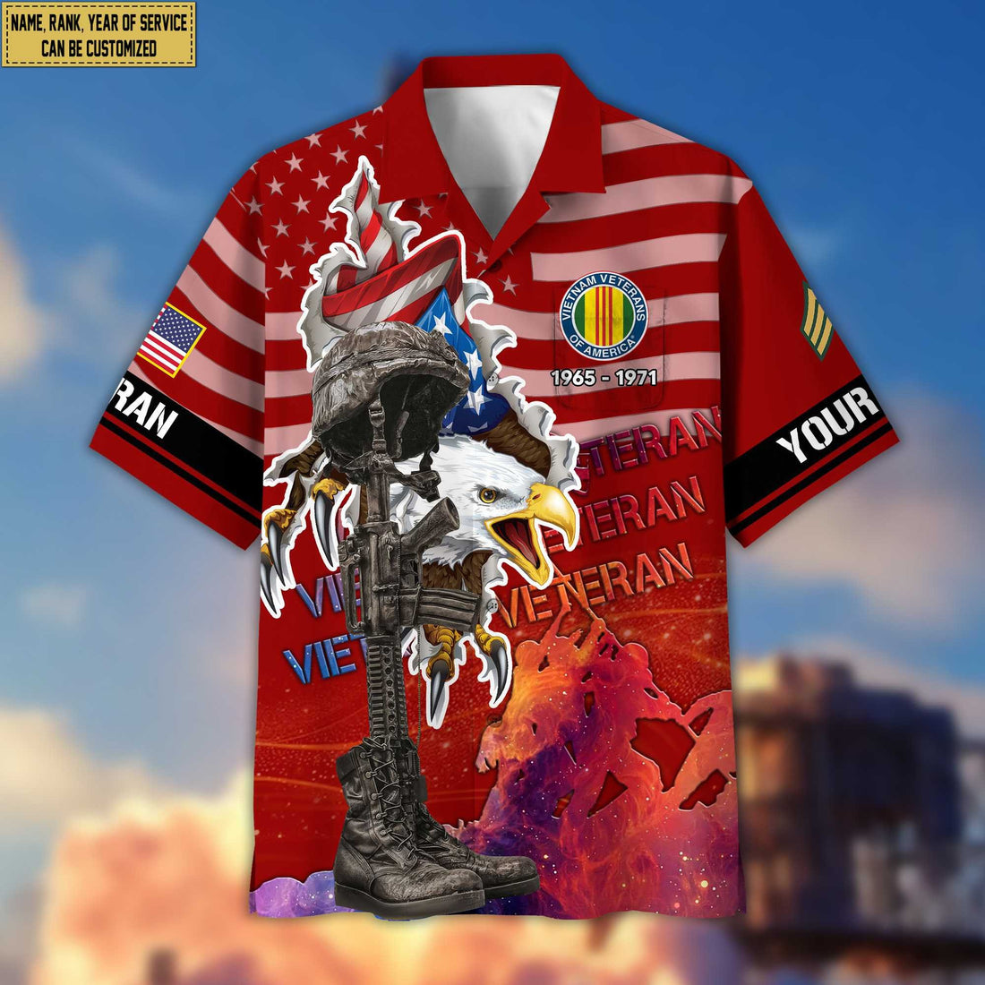 Premium Custom Name, Rank, Vietnam Veteran Hawaii Shirt With Pocket, Gifts For Vietnam Veteran VPVC400506