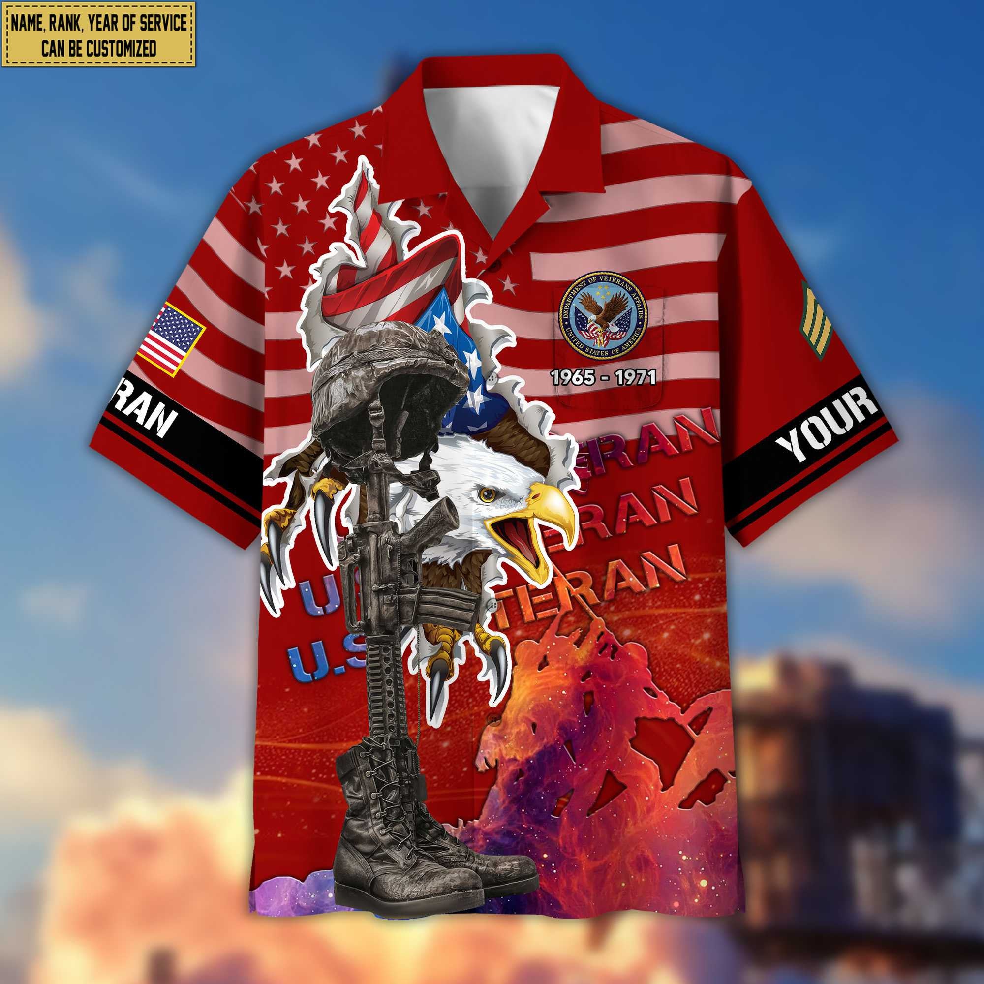 Premium Custom Name, Rank, US Veteran Hawaii Shirt With Pocket, Gifts For US Veteran VPVC400507