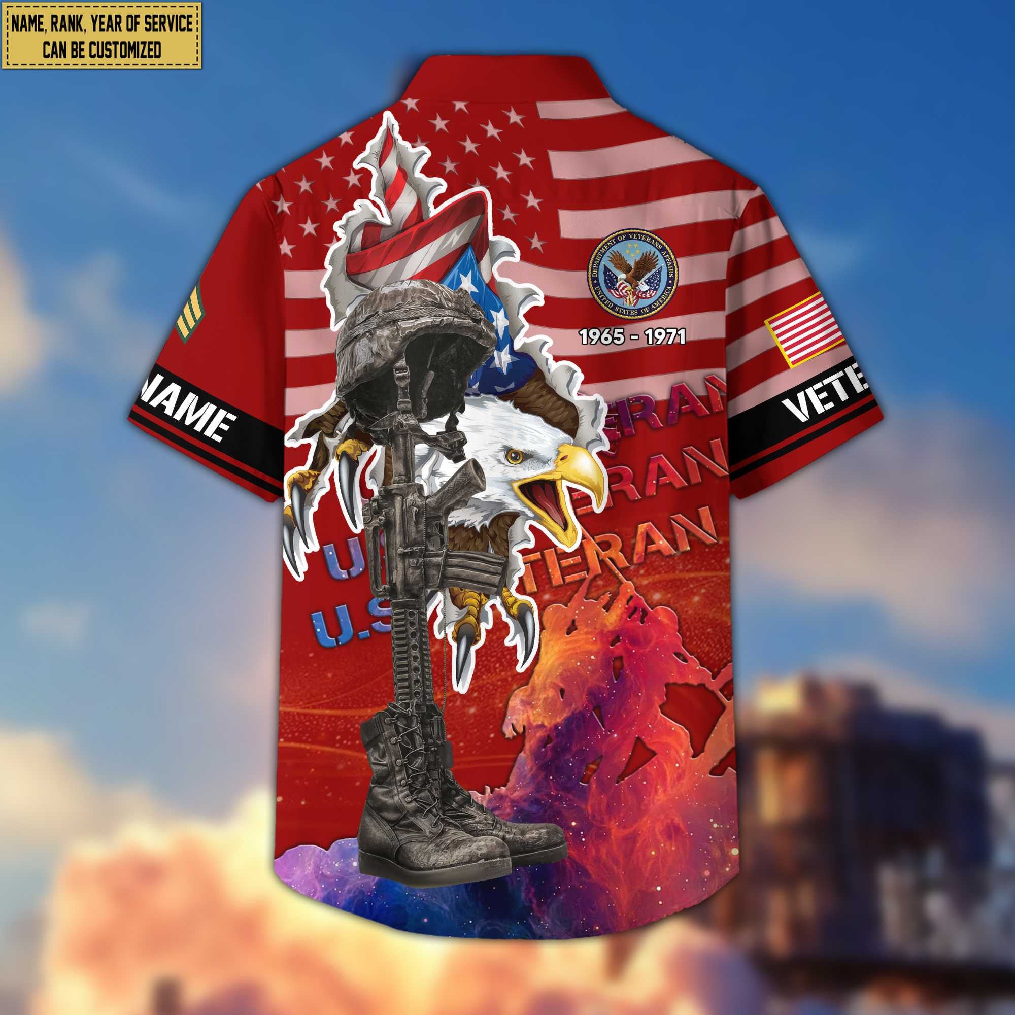 Premium Custom Name, Rank, US Veteran Hawaii Shirt With Pocket, Gifts For US Veteran VPVC400507