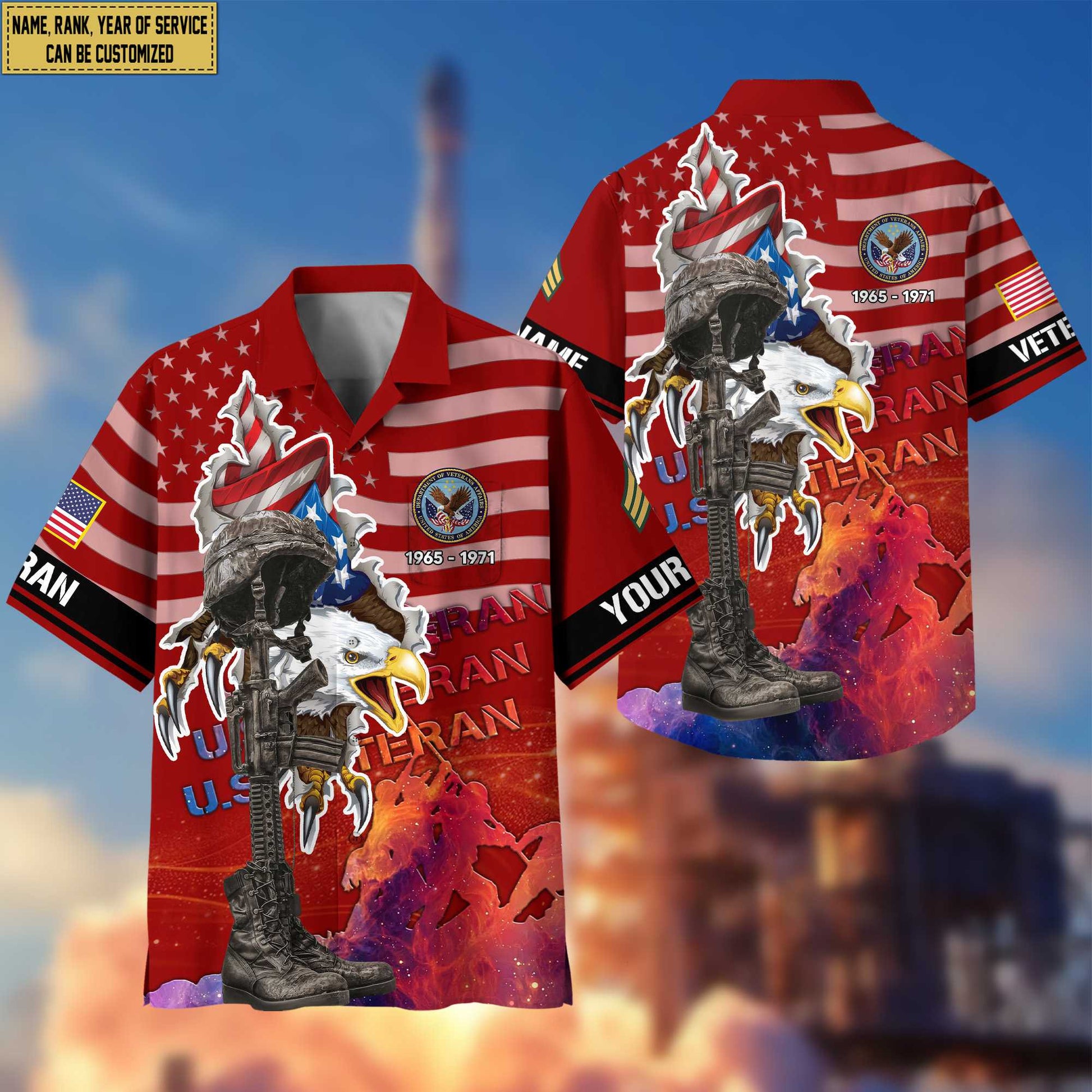 Premium Custom Name, Rank, US Veteran Hawaii Shirt With Pocket, Gifts For US Veteran VPVC400507