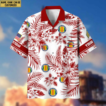 Custom Rank, Name, Vietnam Veteran Hawaii Shirt With Pocket, Gifts For Dad, For Husband Vietnam Veteran VPVC400606