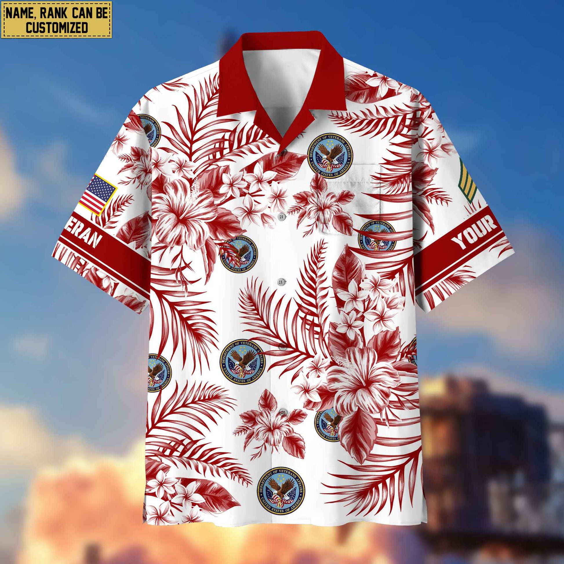Custom Rank, Name, US Veteran Hawaii Shirt With Pocket, Gifts For Dad, For Husband US Veteran VPVC400607