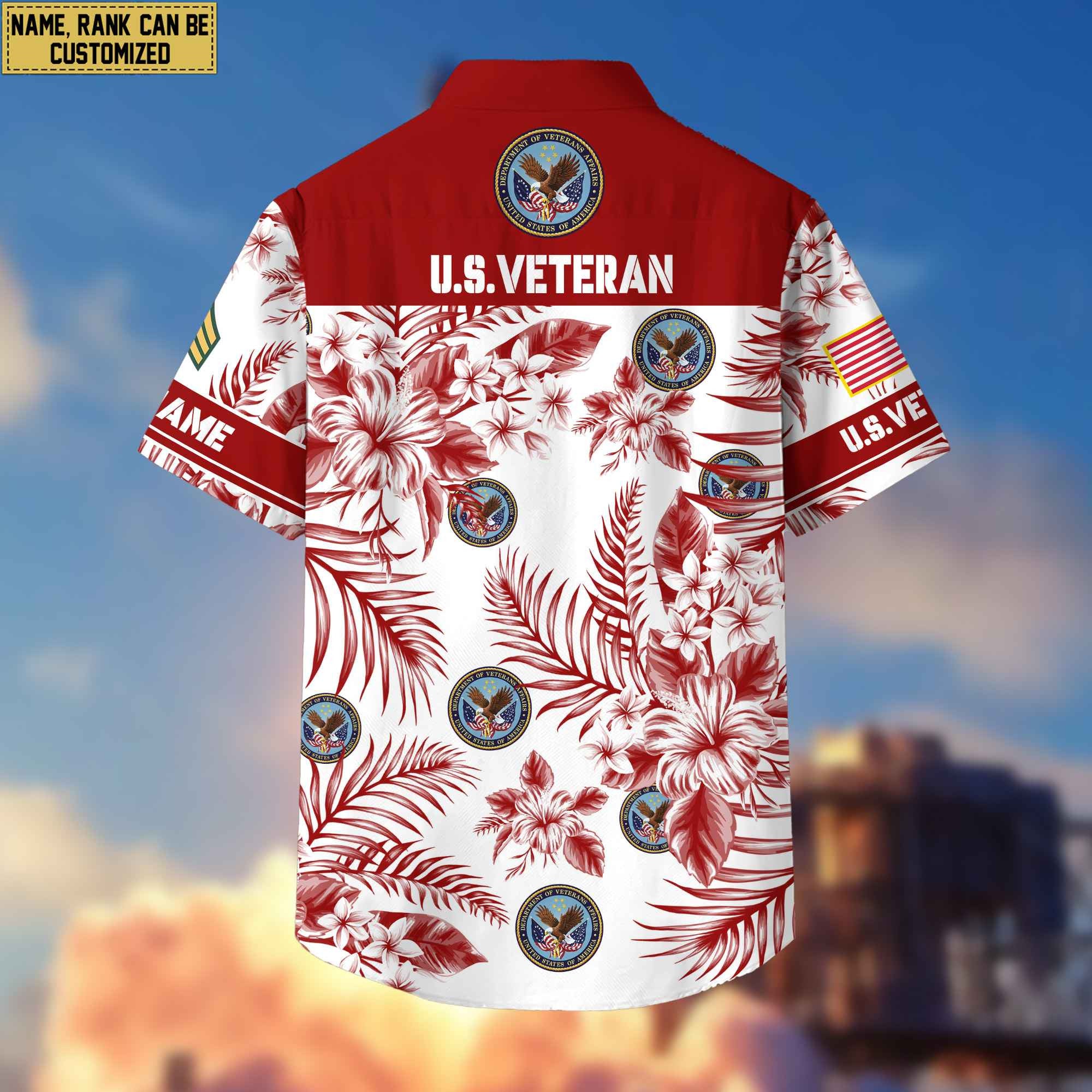 Custom Rank, Name, US Veteran Hawaii Shirt With Pocket, Gifts For Dad, For Husband US Veteran VPVC400607