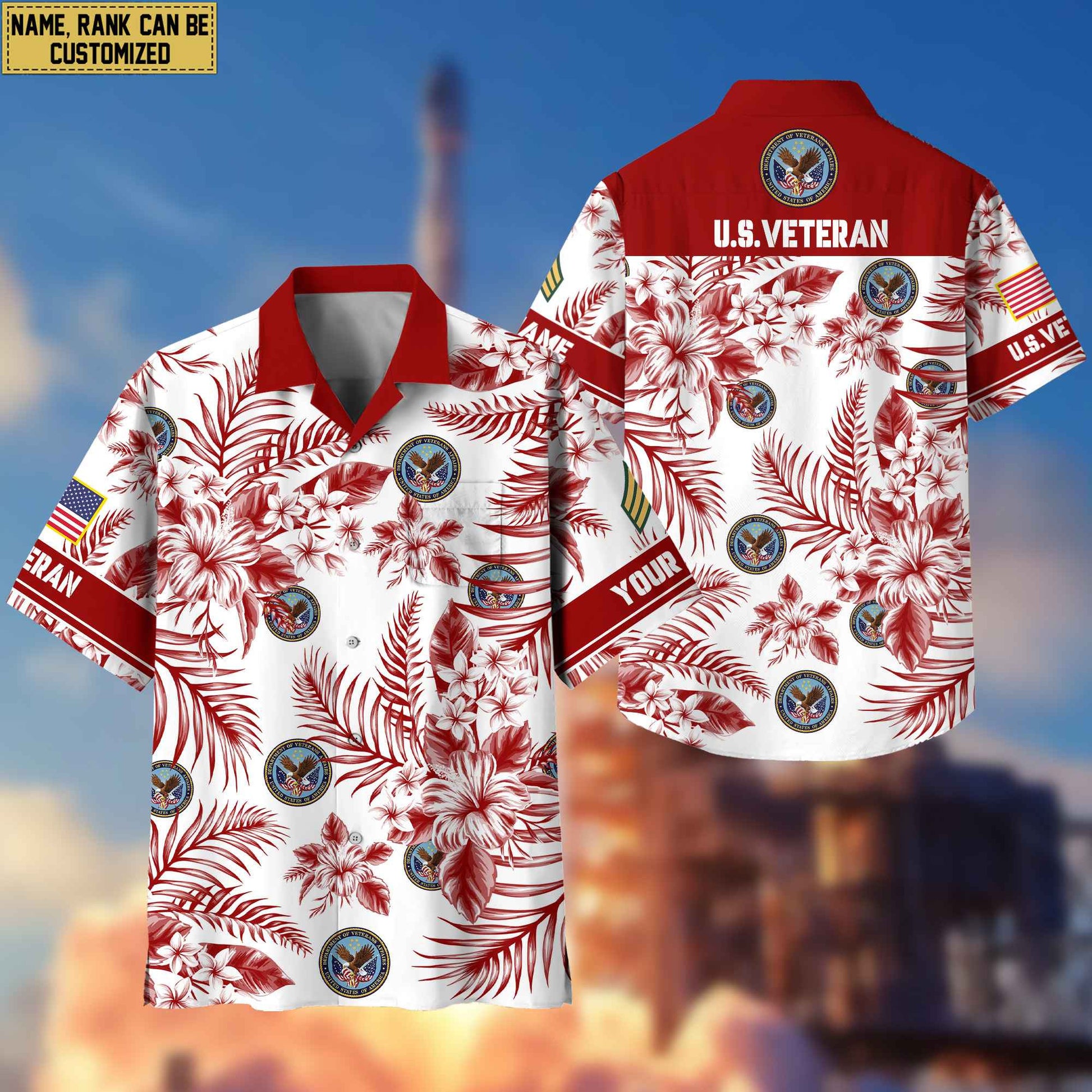Custom Rank, Name, US Veteran Hawaii Shirt With Pocket, Gifts For Dad, For Husband US Veteran VPVC400607