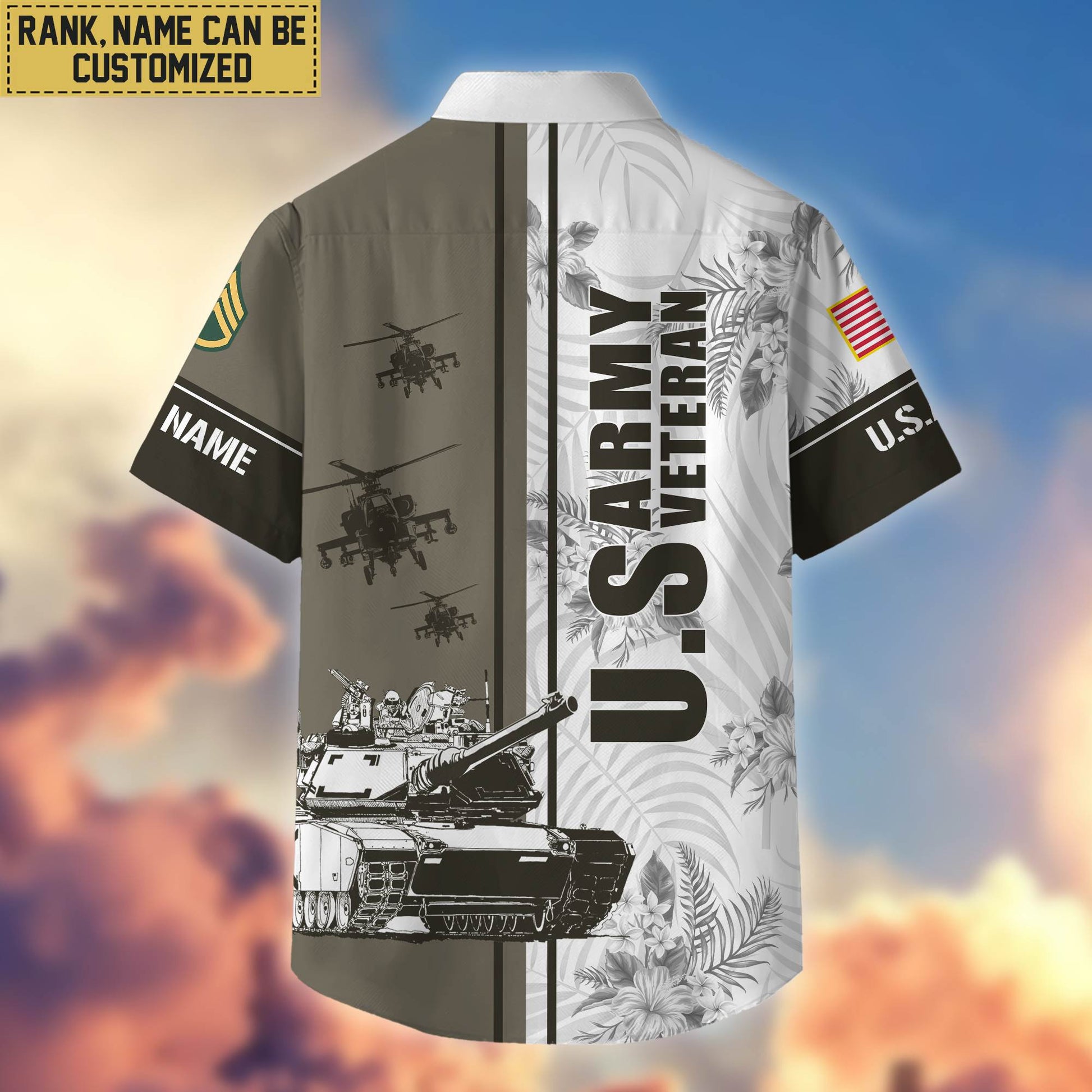 Premium Custom Name, Rank US Army Veteran Hawaii Shirt With Pocket, Gifts For Veterans Day, Father's Day, Gifts for Army Veteran VPVC401101