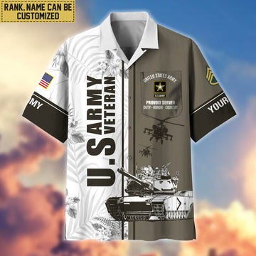 Premium Custom Name, Rank US Army Veteran Hawaii Shirt With Pocket, Gifts For Veterans Day, Father's Day, Gifts for Army Veteran VPVC401101