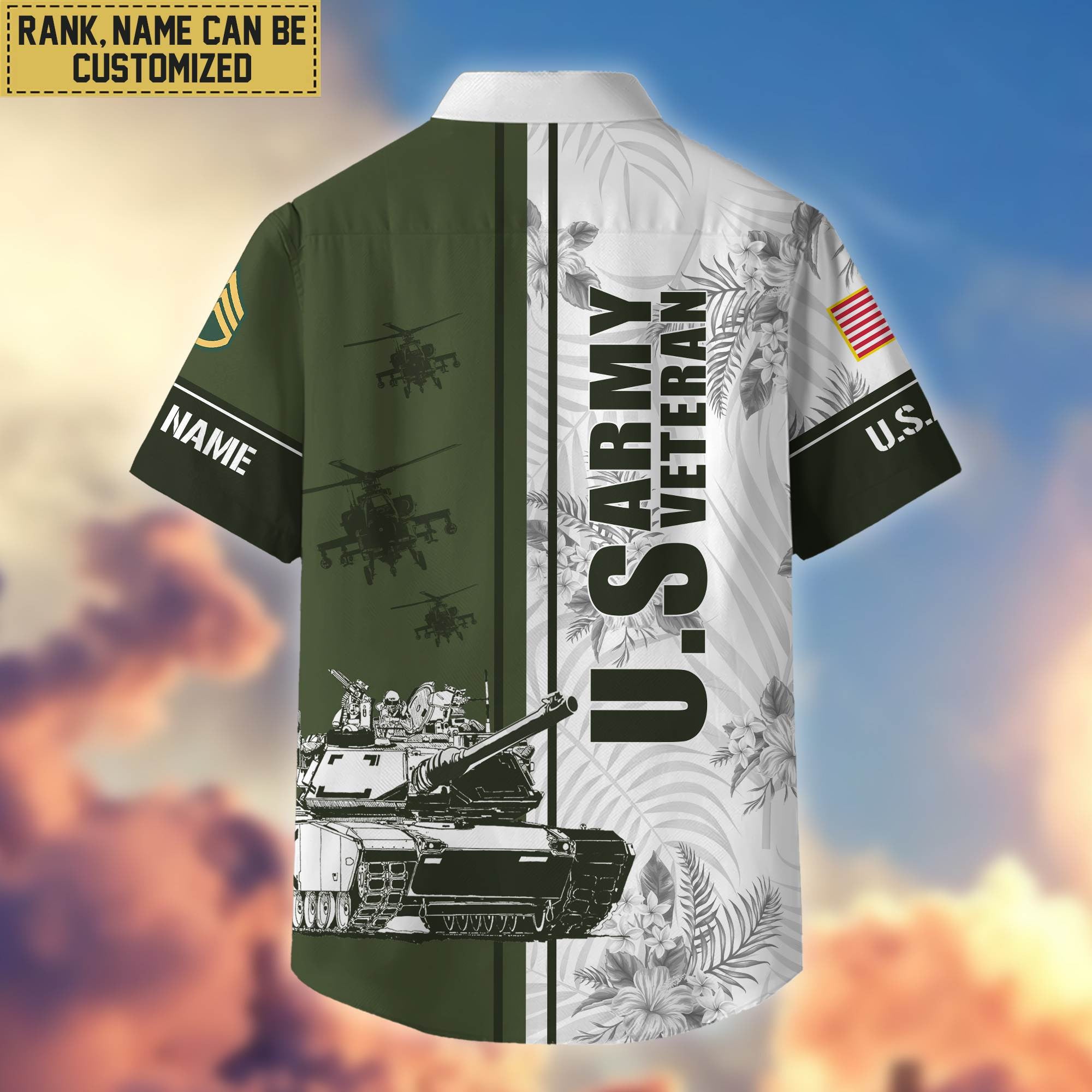 Premium Custom Name, Rank US Army Veteran Hawaii Shirt With Pocket, Gifts For Veterans Day, Father's Day, Gifts for Army Veteran VPVC401101